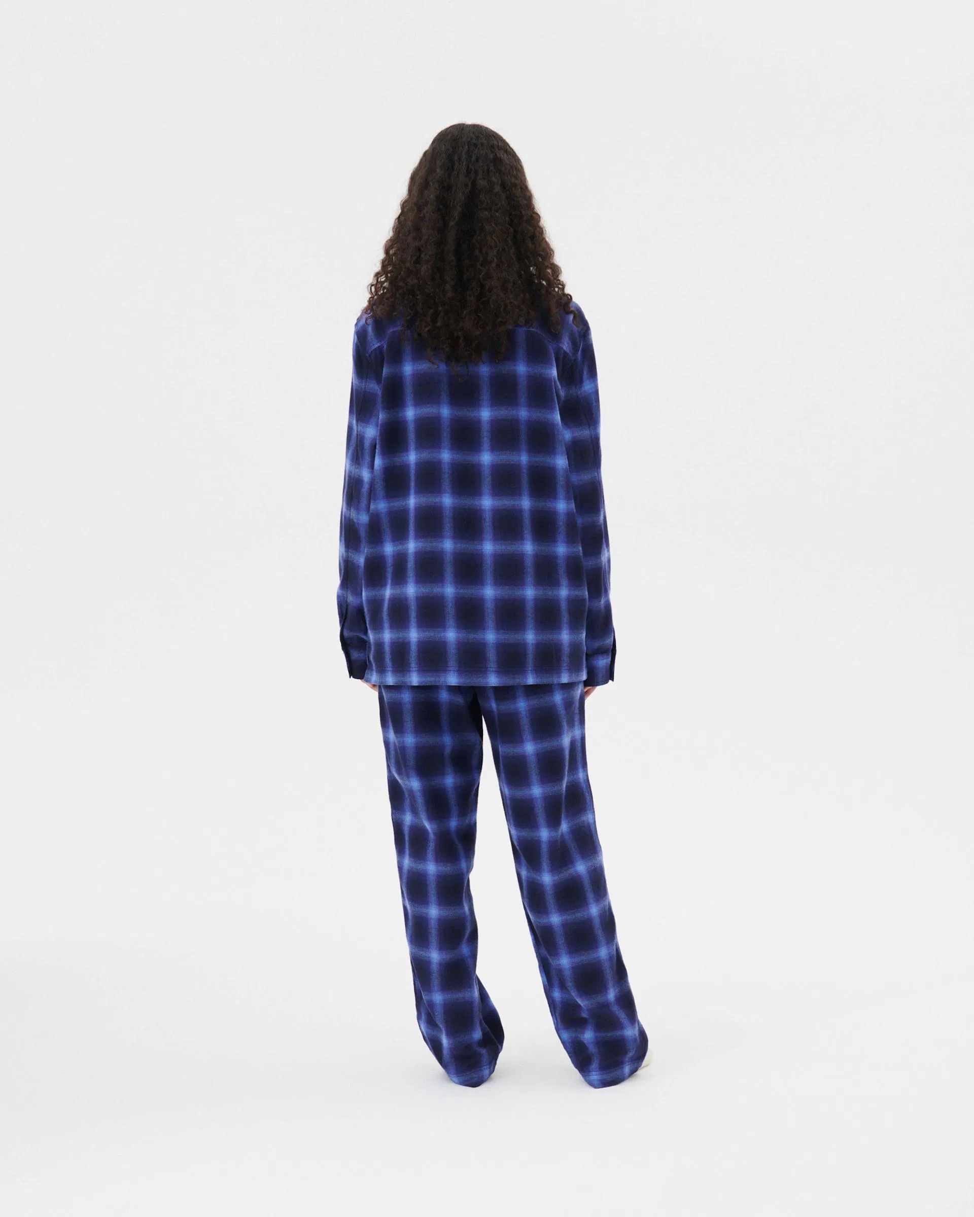 Tekla o1mle0525 Unisex Flannel Pyjamas Pants in Dark Blue Size 28" / US 6 / IT 42 - 3 Thumbnail