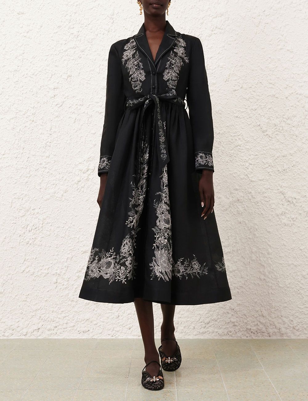 Zimmermann oc11z1025 Shirt Midi Dress in Black Size M / US 6-8 / IT 42-44 - 2 Thumbnail