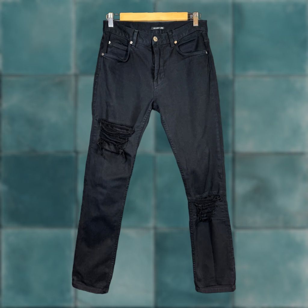 VINTAGE Helmut Lang Men's Jeans Straight Fit Distressed Black