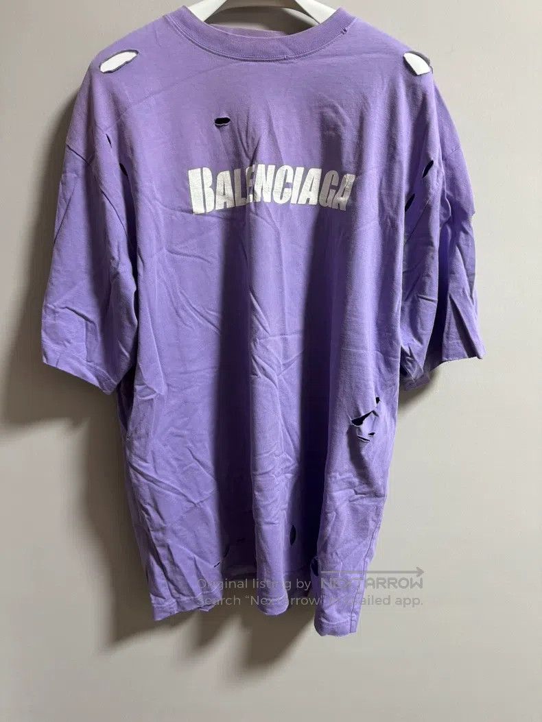 Balenciaga Balenciaga Purple Hole Short Sleeve T-Shirt Size US S / EU 44-46 / 1 - 1 Thumbnail