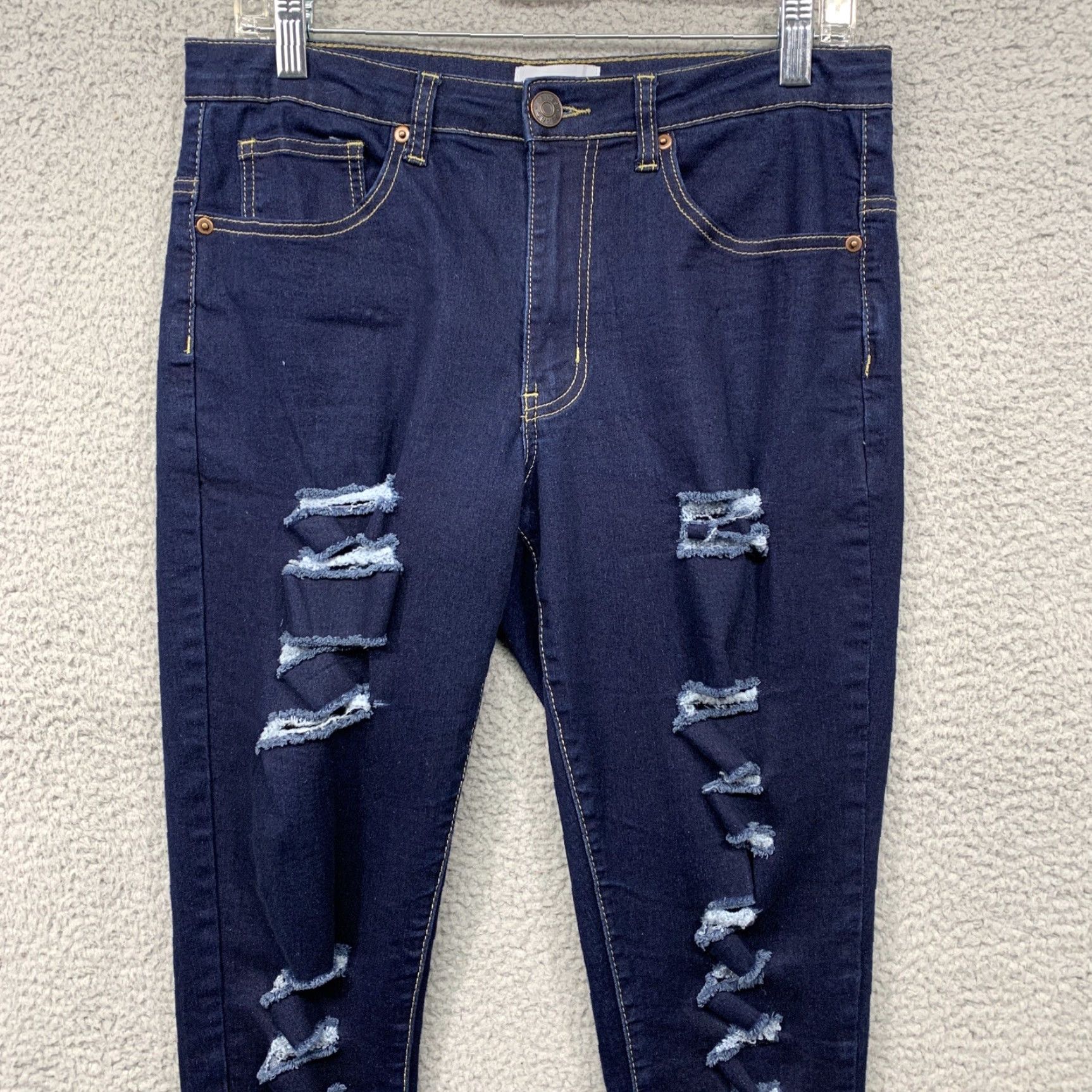 Vintage NY Jeans NY Trends-4 Jeans Women’s Size 8 Distressed Dark Blue Stretch Easy Care 5-Pocket Jeans Womens Size 30" / US 8 / IT 44 - 3 Thumbnail