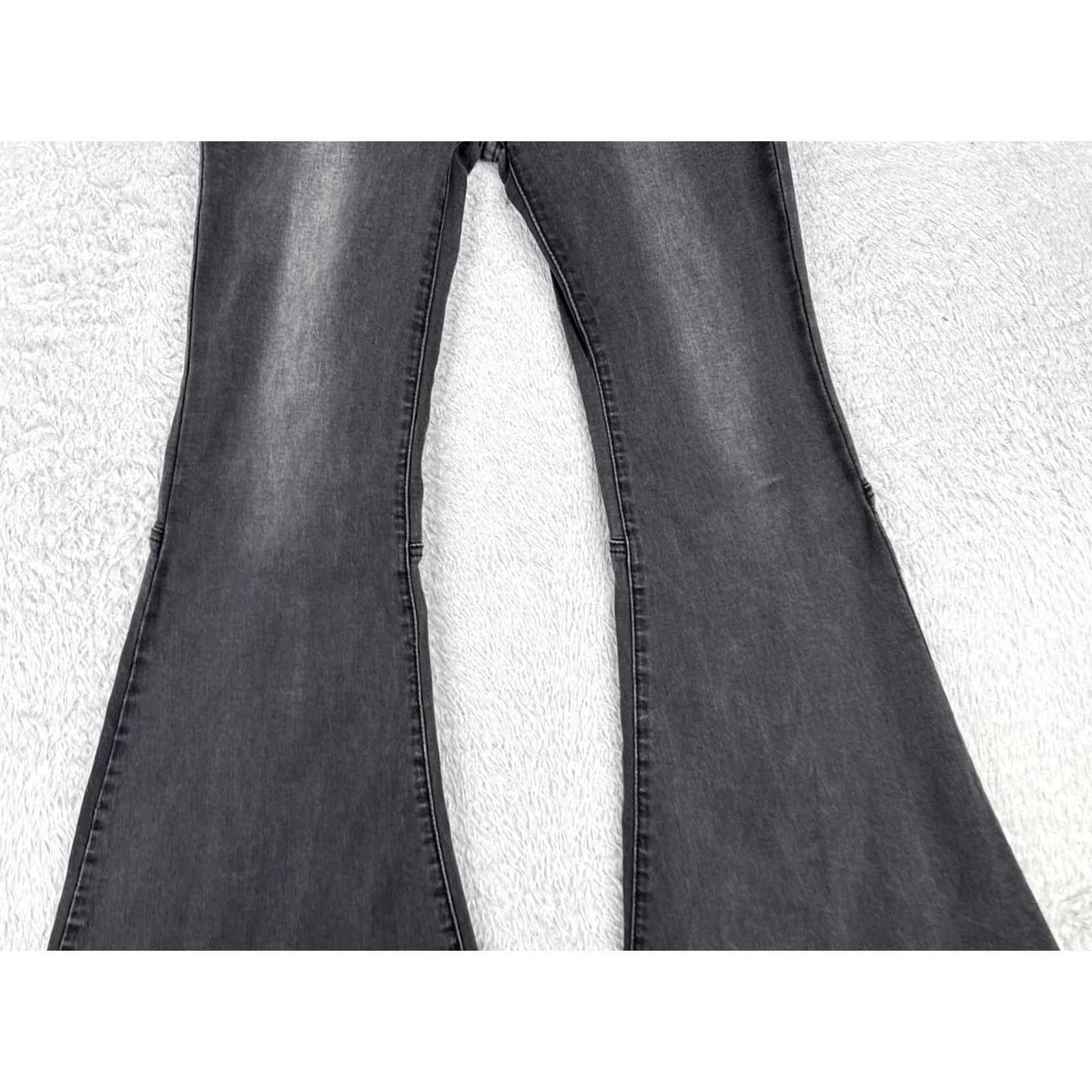 Free People Free People Jeans Women 24 Black Denim Flared High Rise Wide Leg 30 Inseam 24x30 Vintage No Size 42" / US 20 - 3 Thumbnail