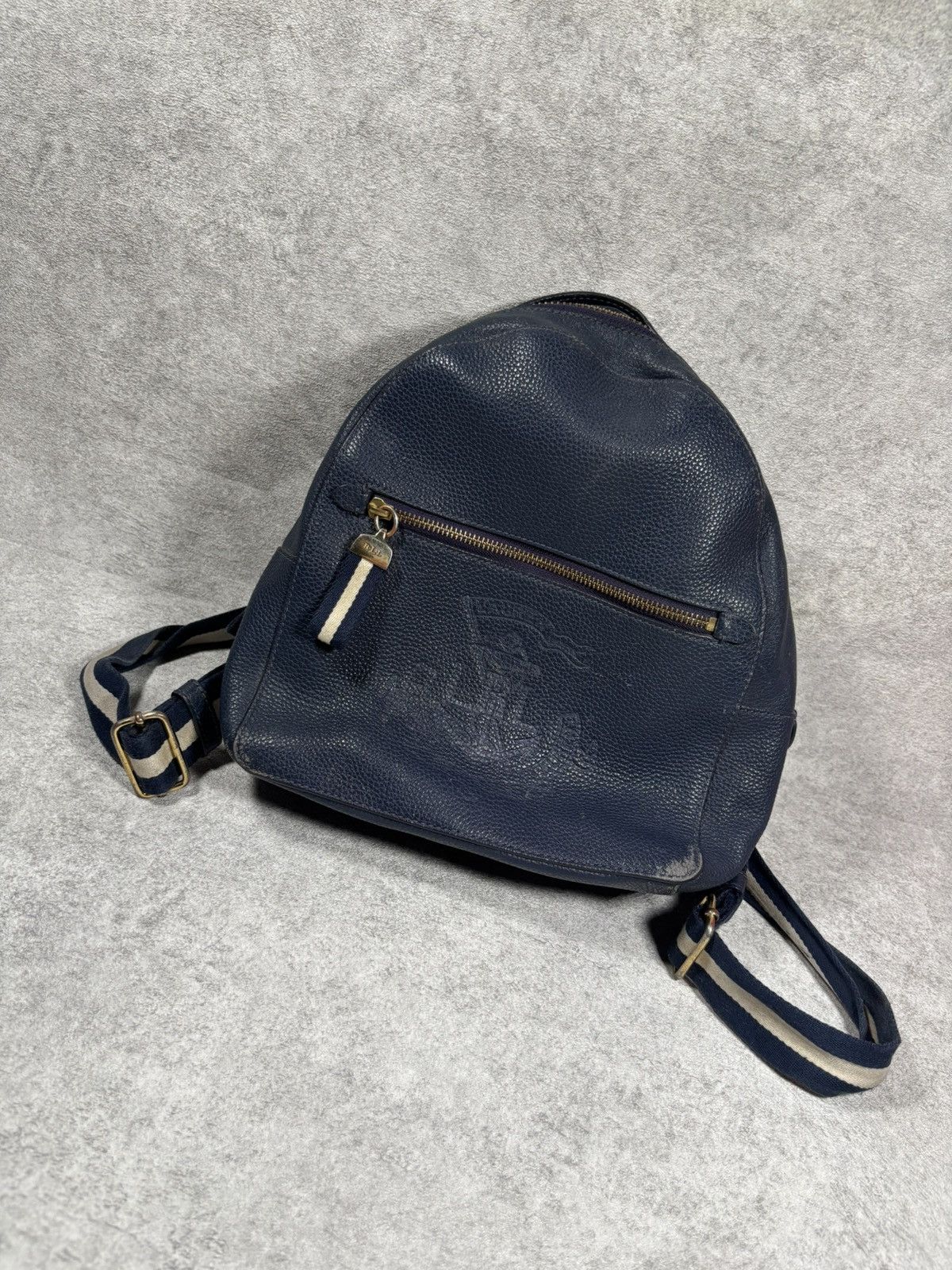 Lauren Ralph Lauren Lauren Ralph Lauren Pebbled Leather Navy Backpack Nautical Size ONE SIZE - 1 Thumbnail