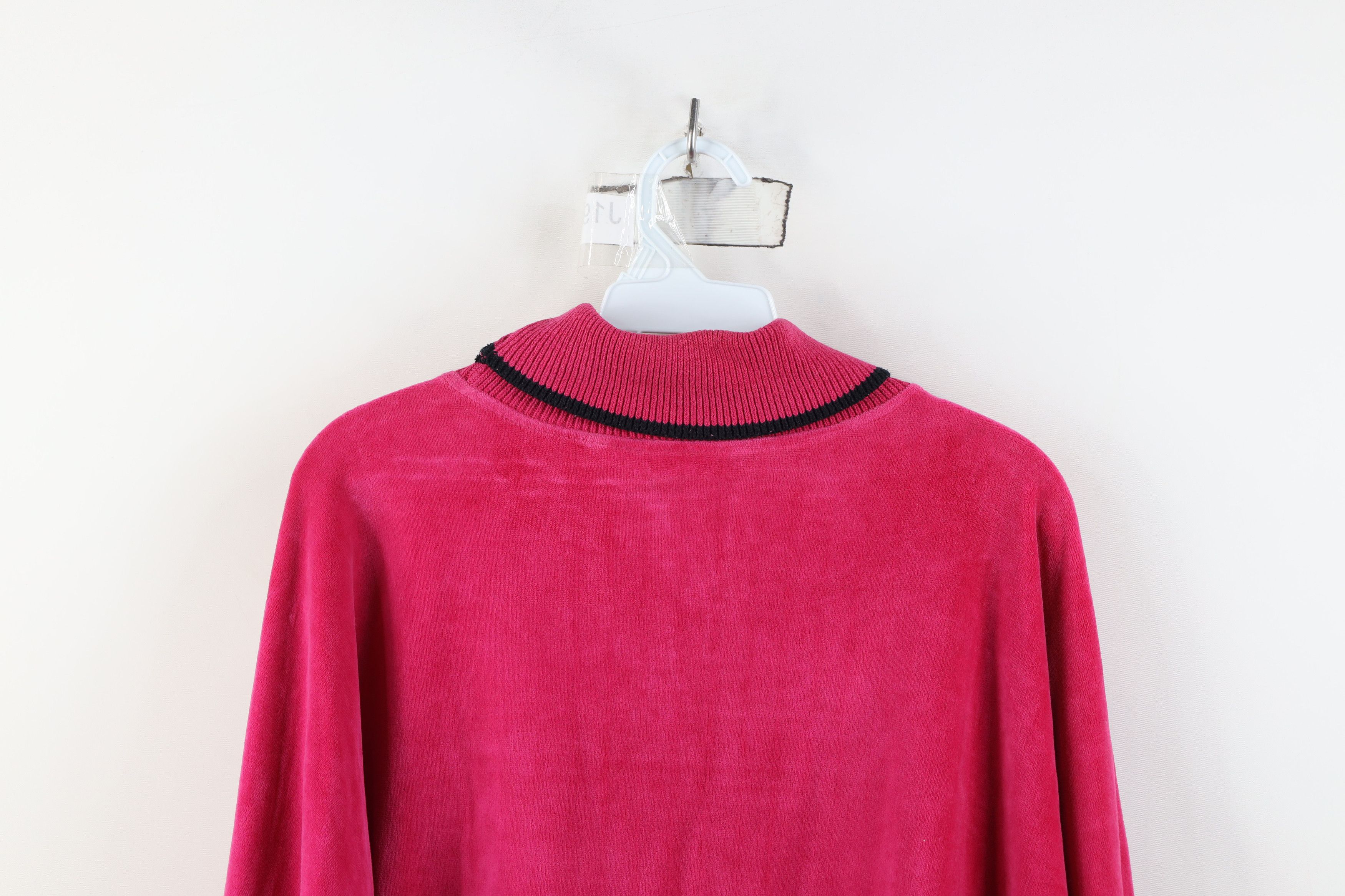 Vintage Vintage 90s Streetwear Blank Velour Turtleneck Sweater Pink Size M / US 6-8 / IT 42-44 - 14 Thumbnail