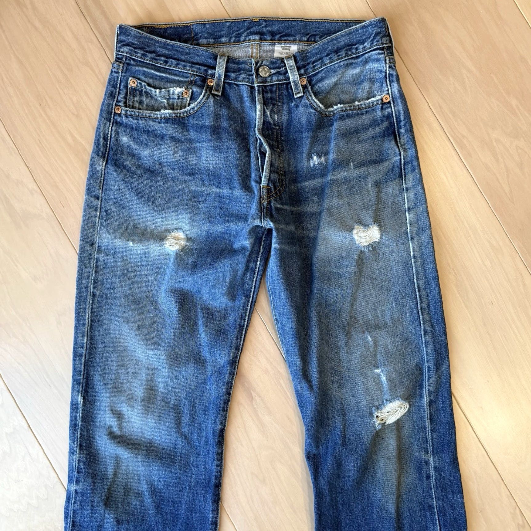 Levi's VINTAGE Levi's 501 Jeans 30 Blue Denim Straight 5-Pocket Regular Mens 90s Western Size US 30 / EU 46 - 3 Thumbnail