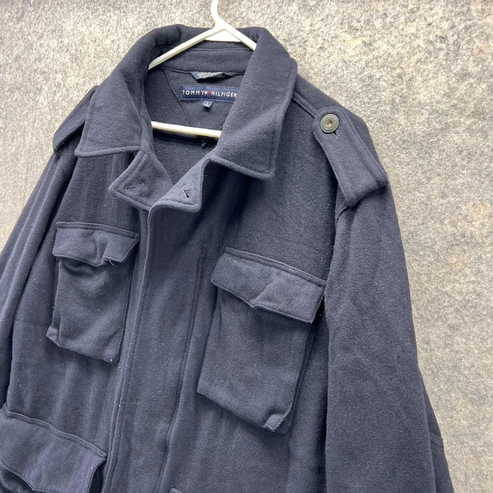 Tommy Hilfiger Tommy Hilfiger Jacket Men Large Blue Wool Coat Casual Overcoat Pockets Size US L / EU 52-54 / 3 - 4 Thumbnail