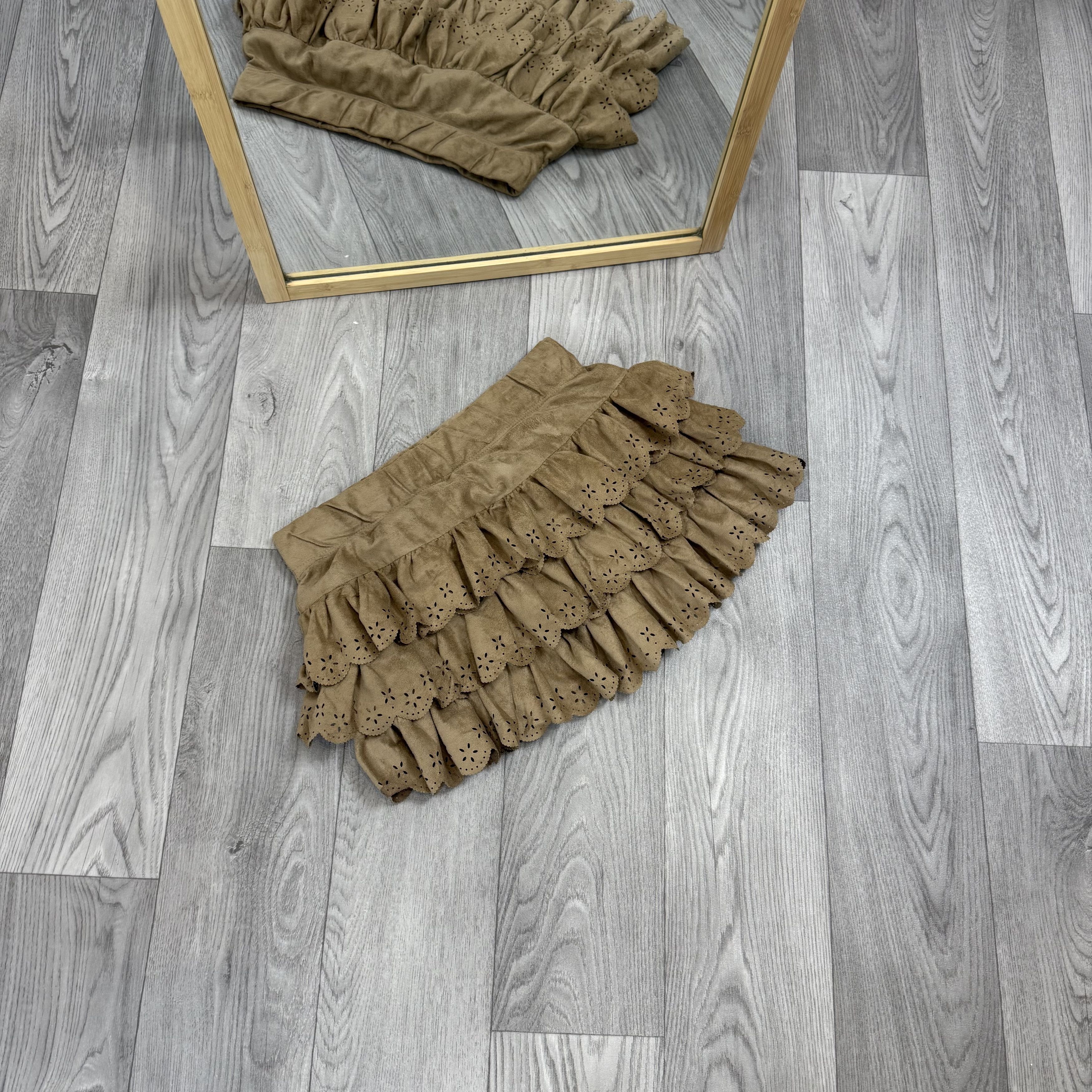 Zara Zara Traffic Y2K Brown Ruffled Cascade Mini Skirt Size 28" / US 6 / IT 42 - 8 Thumbnail