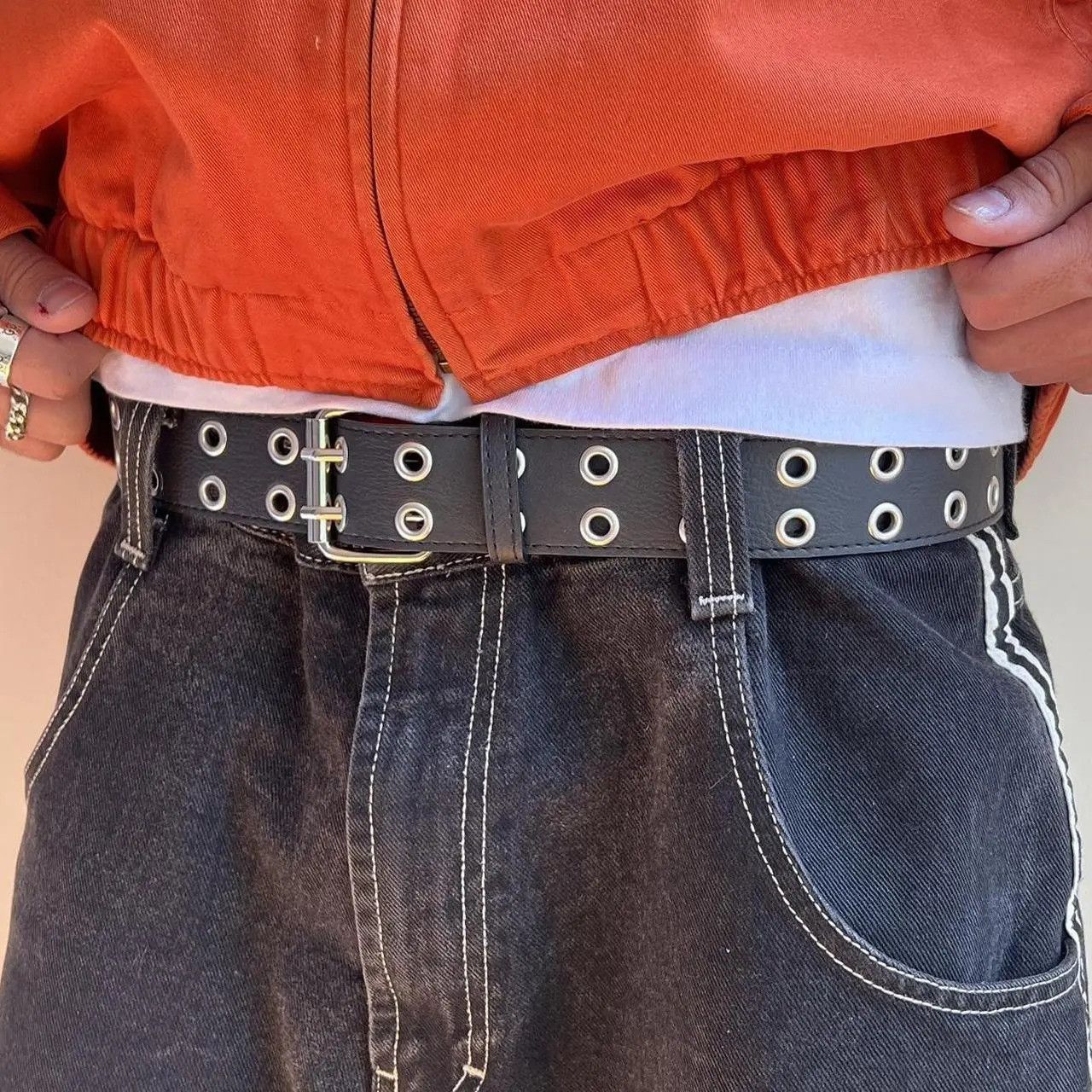 Cowboy Equipment y2k style round studded vegan leather grunge belt Size ONE SIZE - 6 Thumbnail