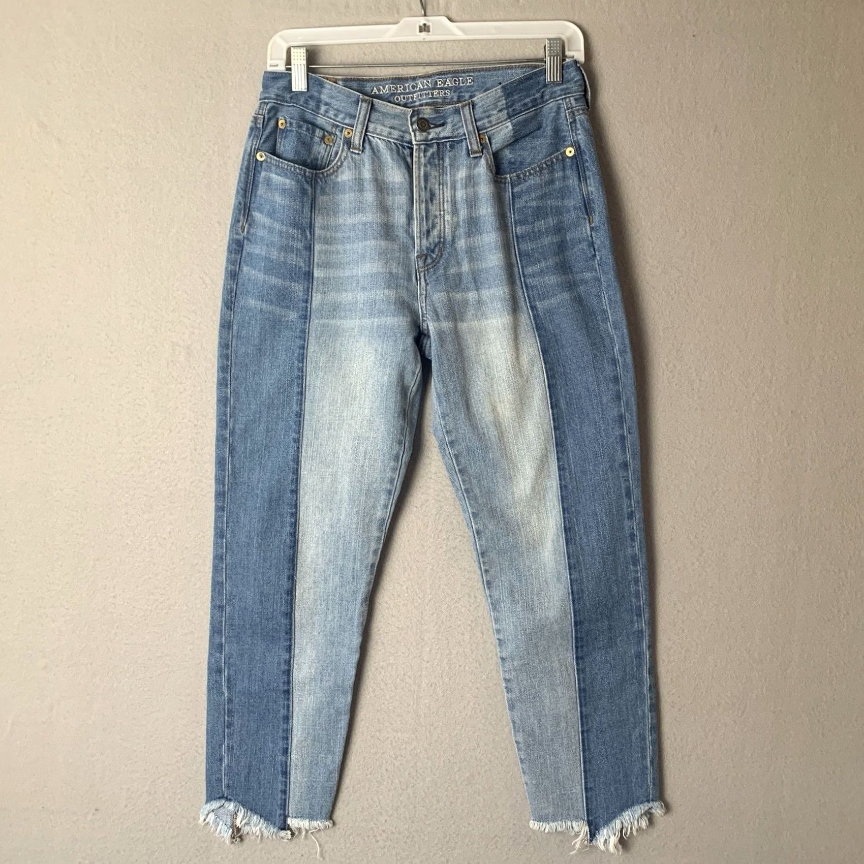 American Eagle Outfitters American Eagle Jeans Women 4 Hi Rise Vintage Blue 2 Tone Button Fly Raw Hem Y2K Jeans Size 27" / US 4 / IT 40 - 3 Thumbnail