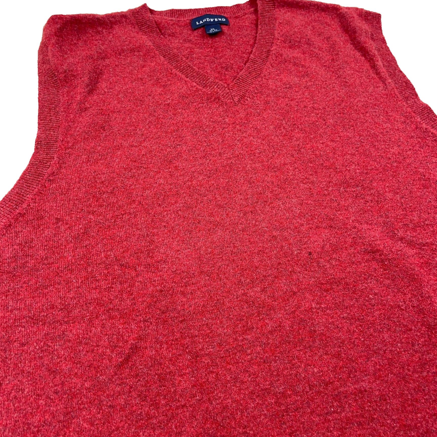 Lands' End Lands' End Men XL Red Cashmere V-Neck Vest Knit Sweater Size US XL / EU 56 / 4 - 3 Thumbnail