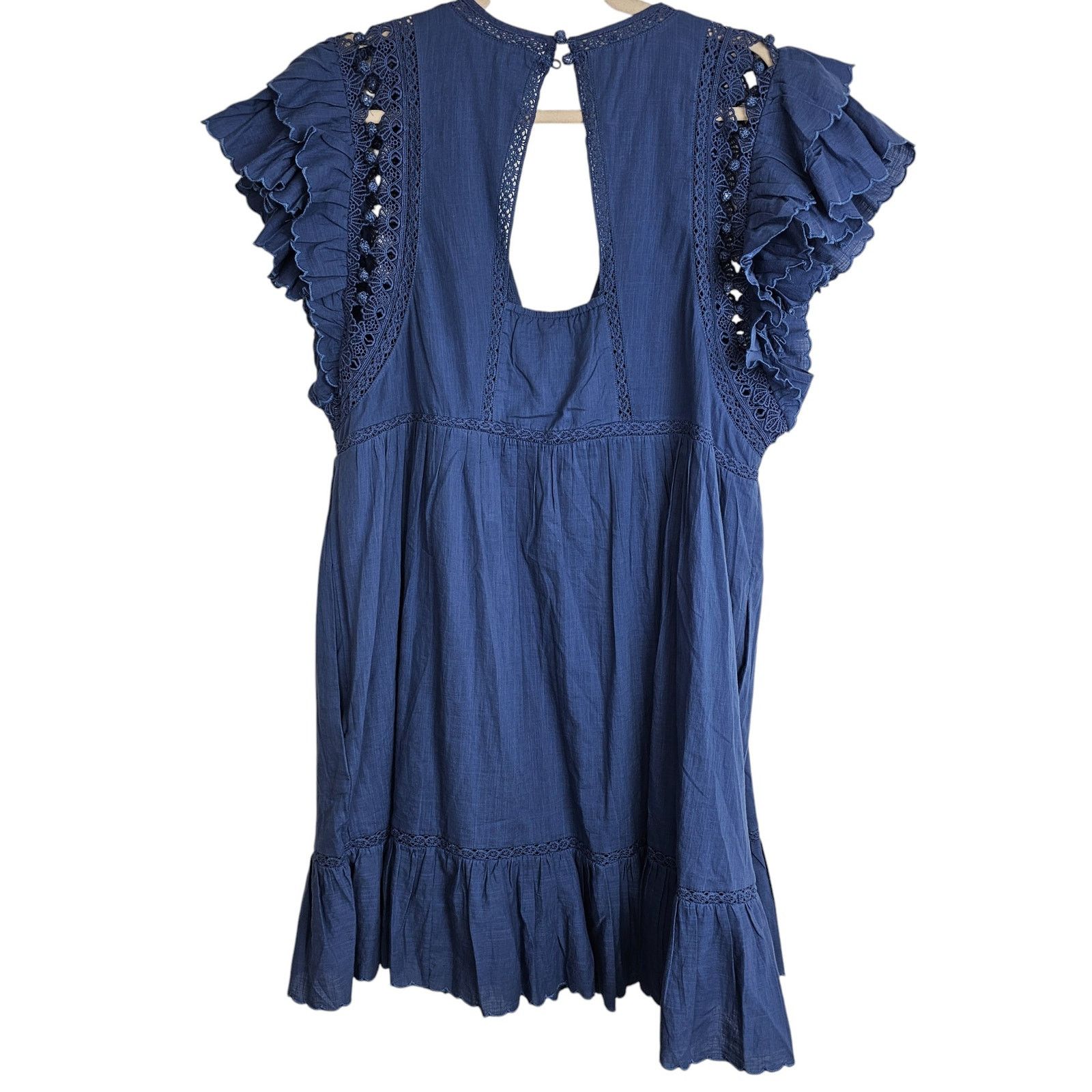 Anthropologie Ruffed Lace Mini Dress Size L Boho Feminine - stein-coach.com