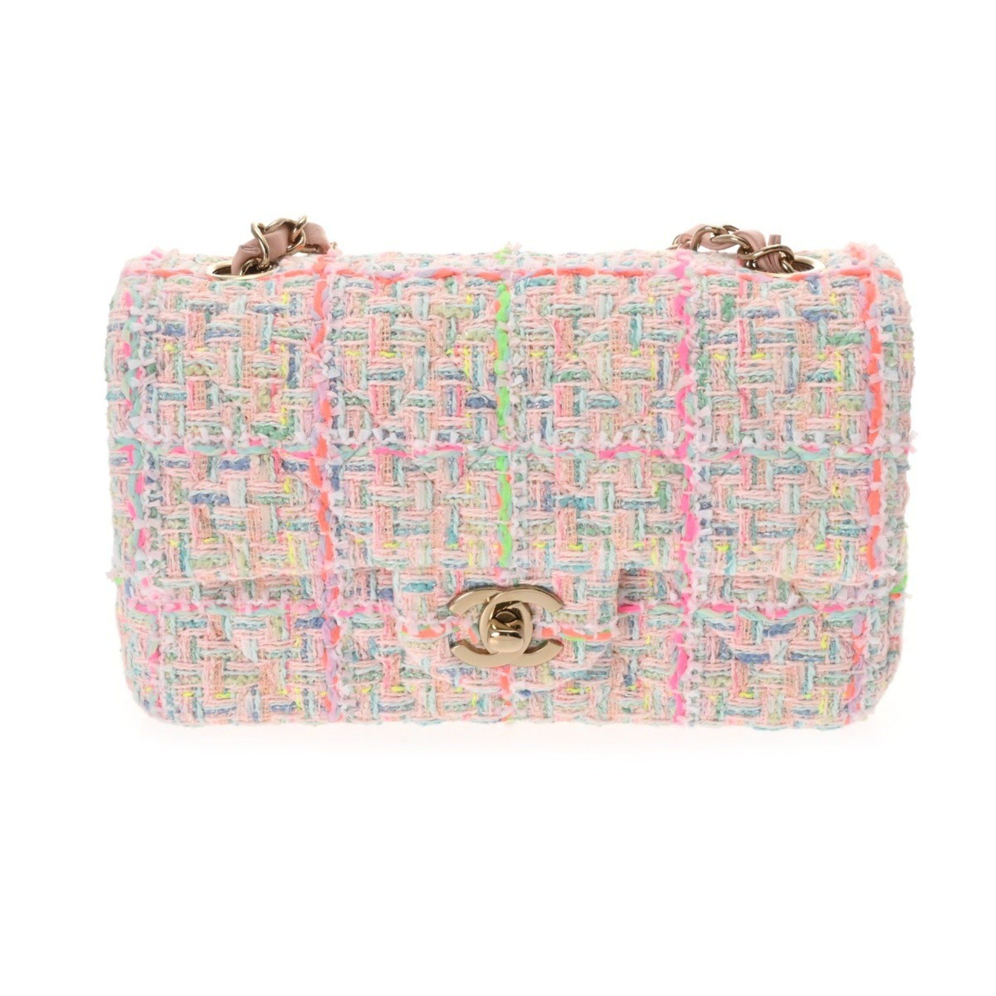 Chanel Matelasse Mini Chain Shoulder Multicolor Unisex Tweed Bag, Women's