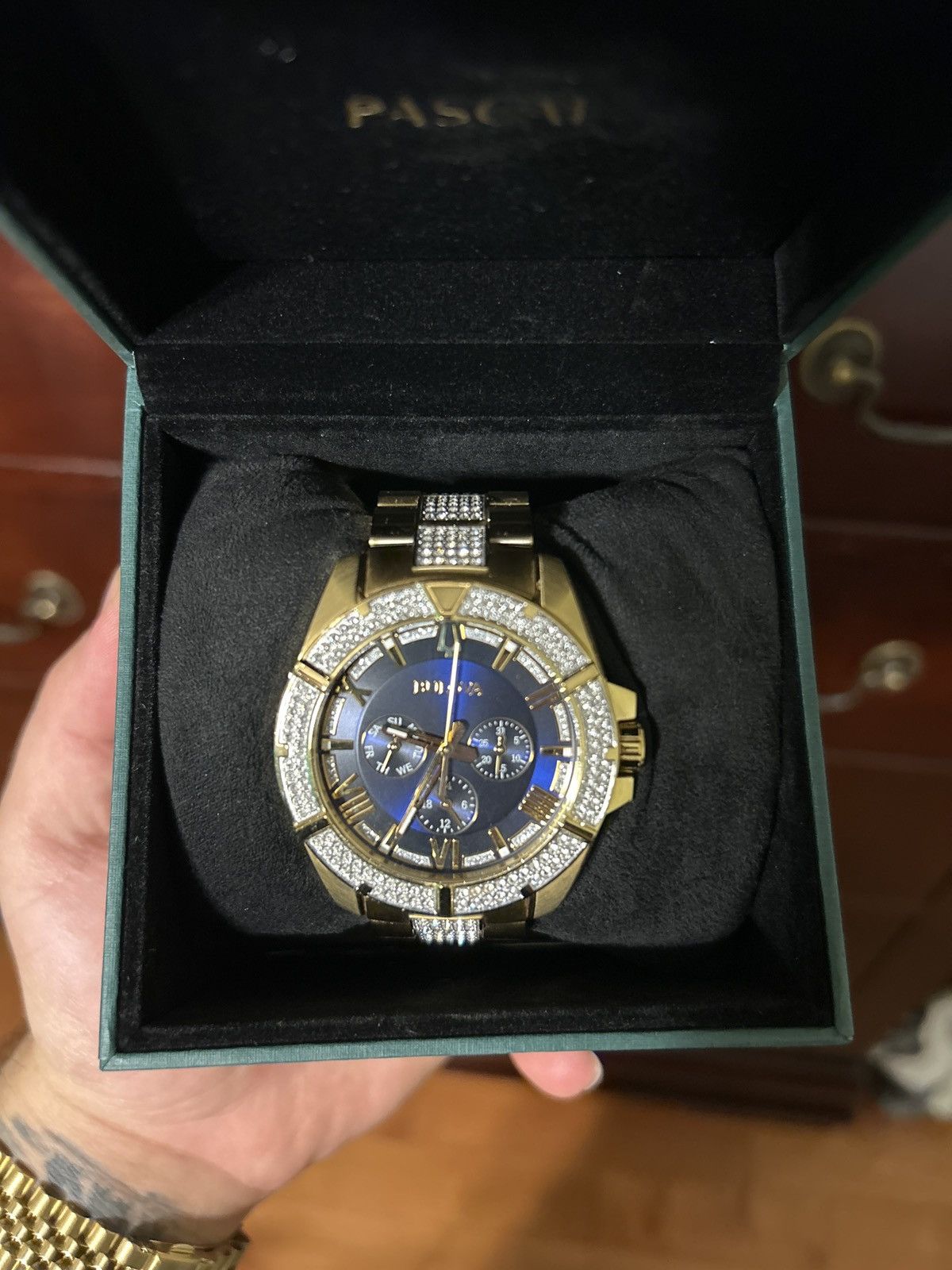 Citizen Gold Citizen watch with navy blue face and crystals Size ONE SIZE - 2 Thumbnail