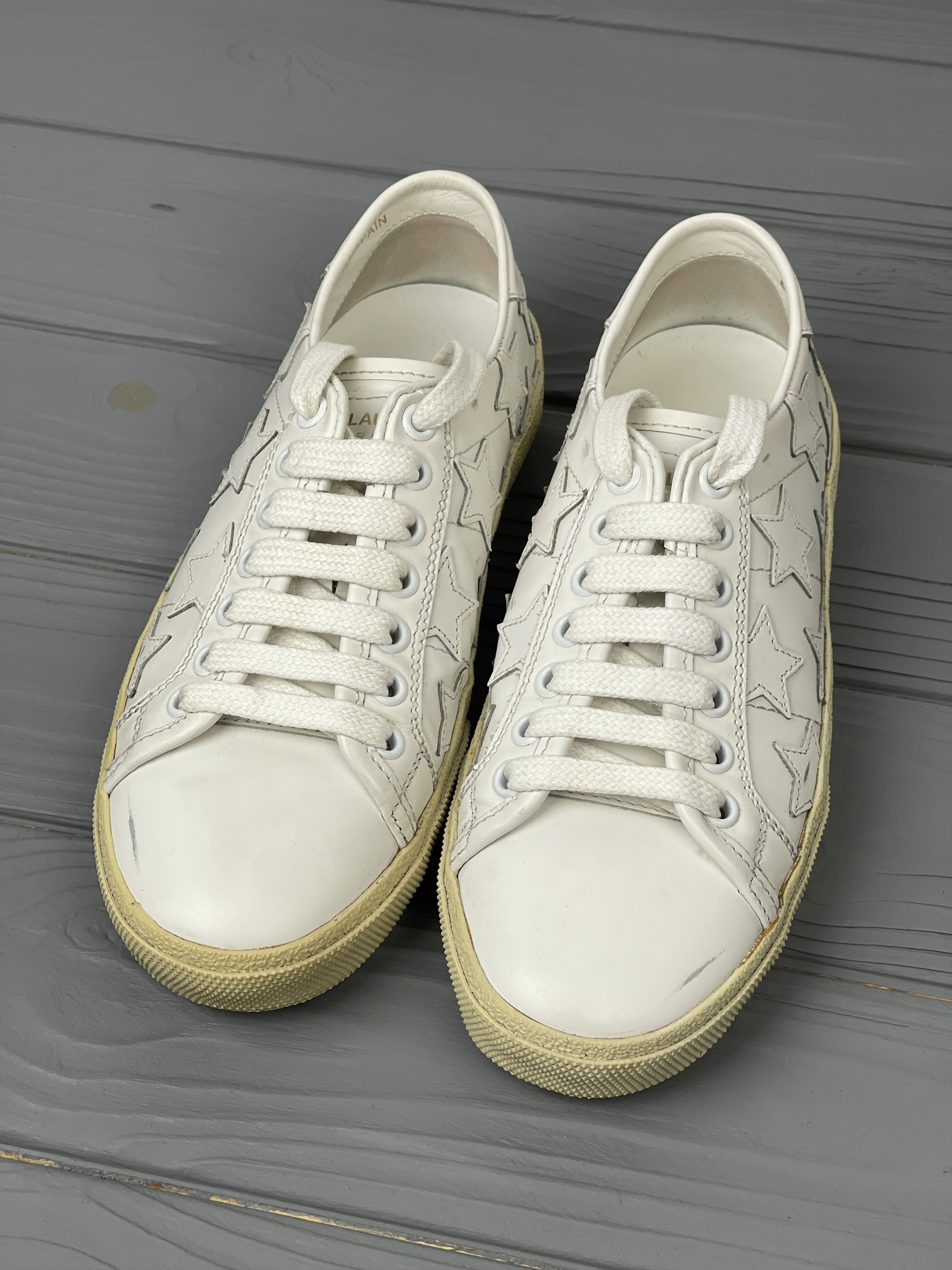 Saint Laurent Paris Saint Laurent Leather Court Stars Sneakers Size US 4.5 / IT 34.5 - 2 Thumbnail