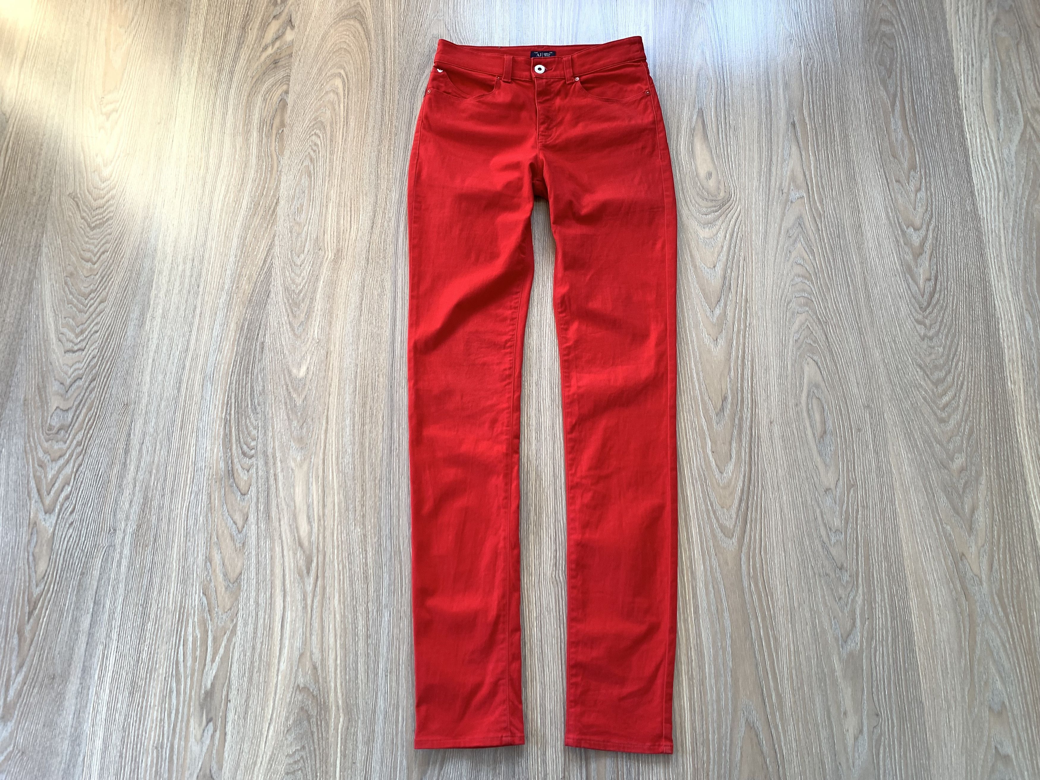 Armani × Vintage Rare Vintage Armani Jeans Red Stretch Jeans Pants Size 28" / US 6 / IT 42 - 1 Thumbnail
