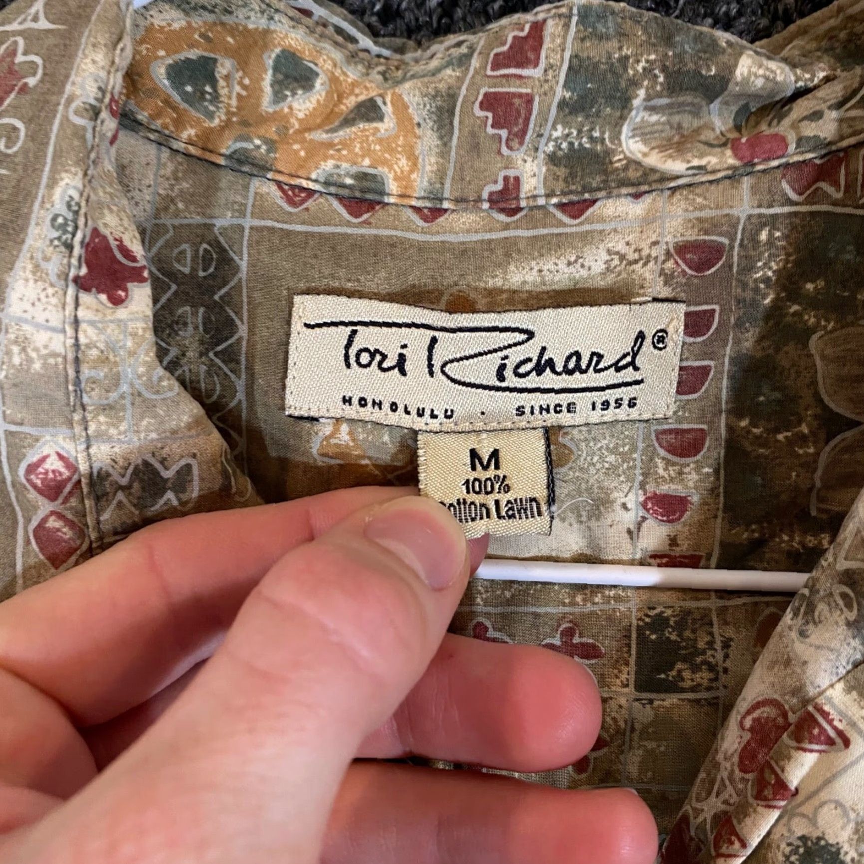 Tori Richard Tori Richard Shirt Mens Medium Green Floral Button Up Short Sleeve Cotton Lawn Size US M / EU 48-50 / 2 - 2 Thumbnail