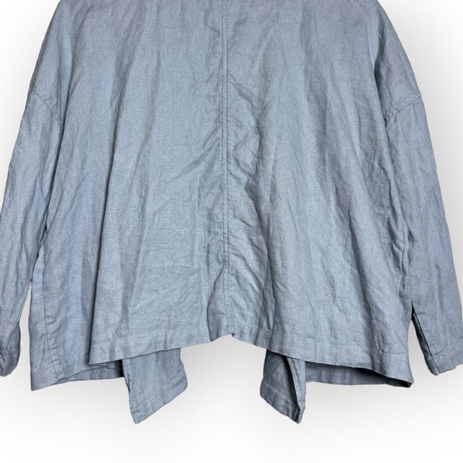 Eileen Fisher Eileen Fisher Organic Linen Blue Boxy Open Jacket Size XL Size XL / US 12-14 / IT 48-50 - 10 Thumbnail