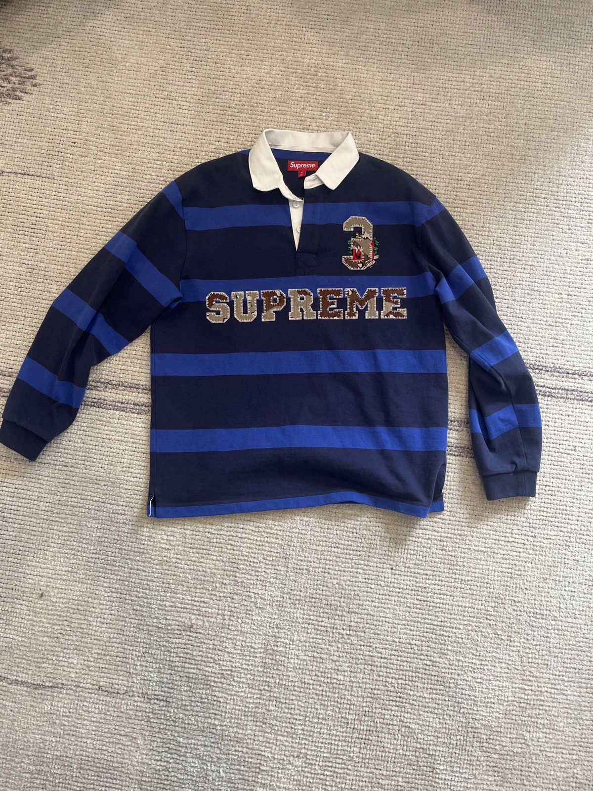 Supreme Striped Rugby Blue/Navy Camo