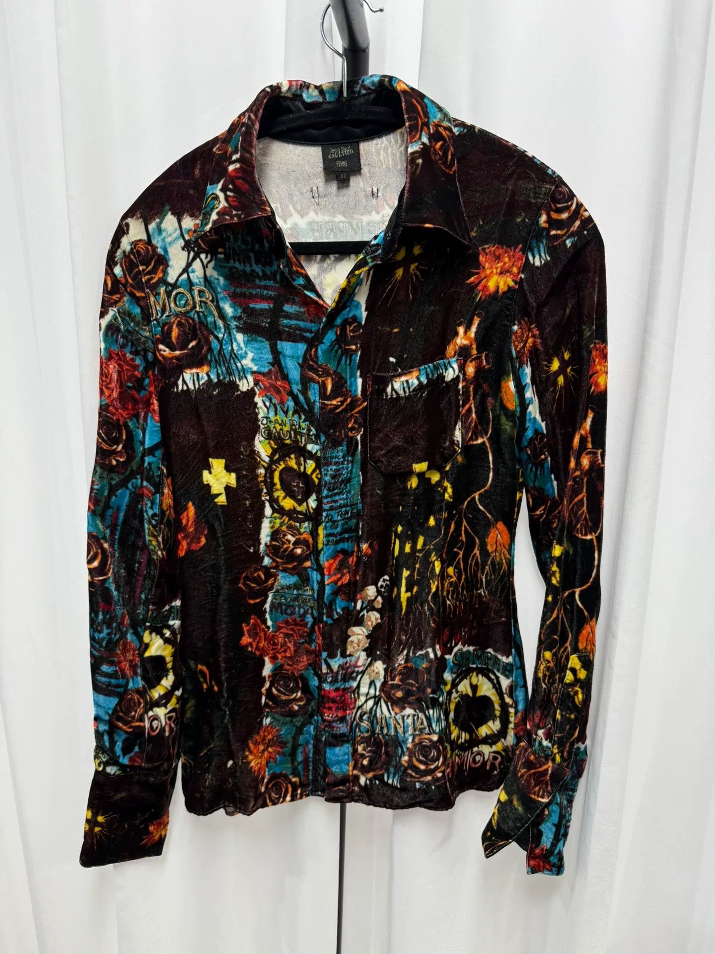 Jean Paul Gaultier Jean Paul Gaultier Floral Velvet Shirt Size M / US 6-8 / IT 42-44 - 1 Thumbnail