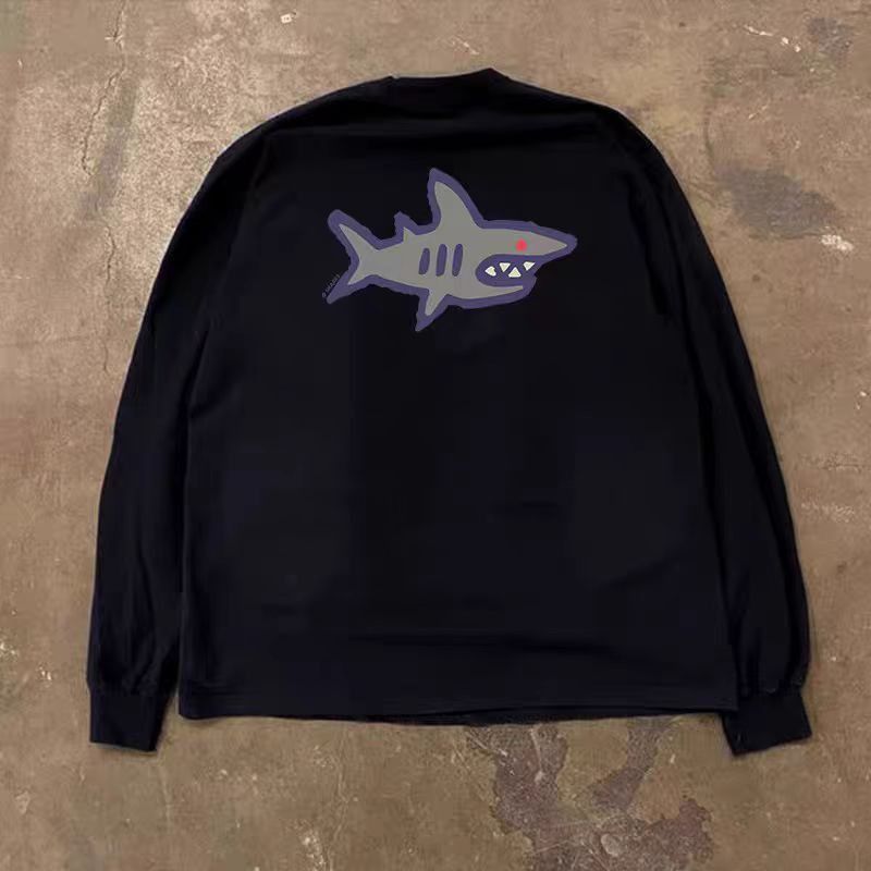 Vintage Black washed retro shark print long-sleeved t-shirt Size US M / EU 48-50 / 2 - 1 Thumbnail