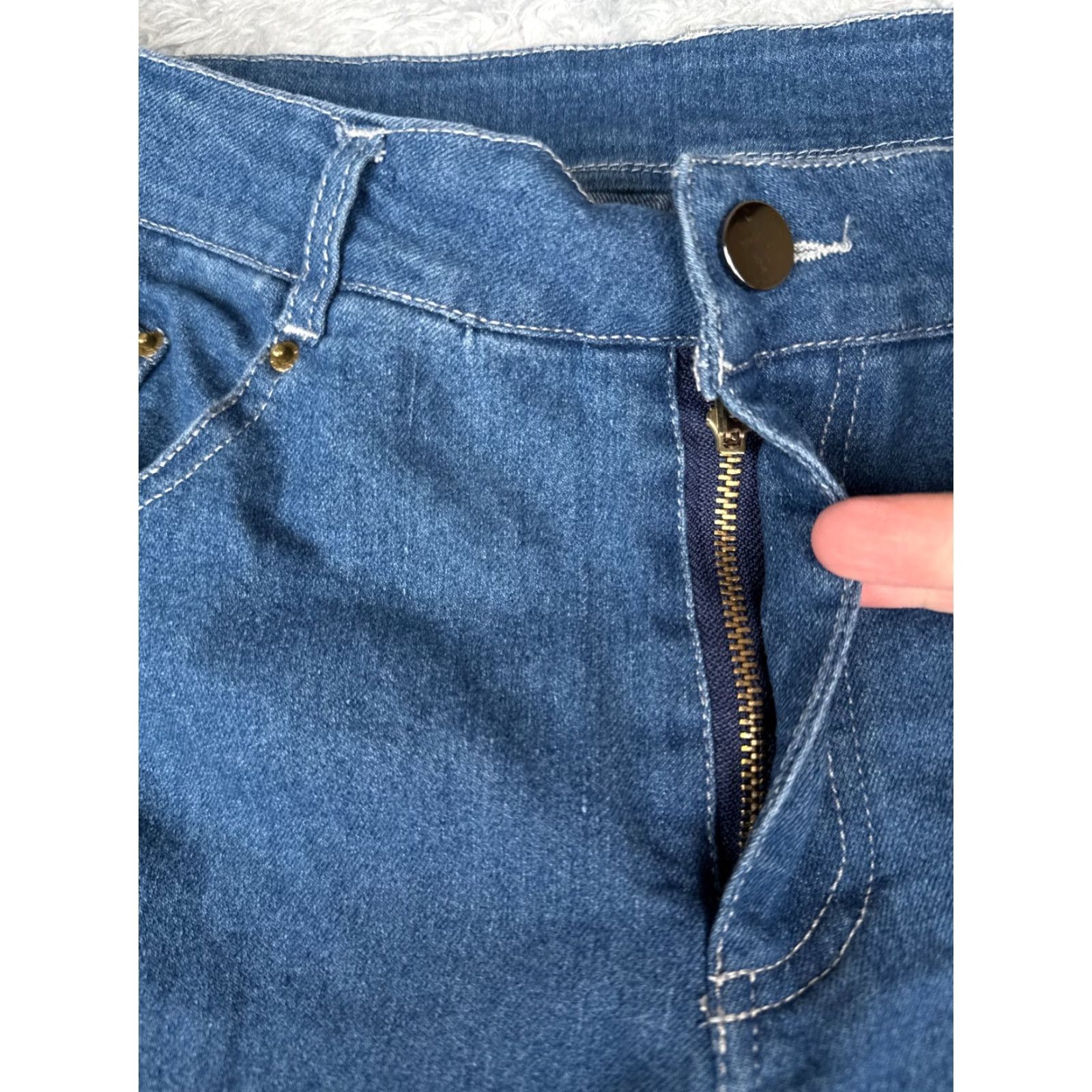Vintage Womens Jeans 30x30 Blue Denim Wide Leg High Rise Cotton Polyester Blend Pockets Size 30" / US 8 / IT 44 - 5 Thumbnail