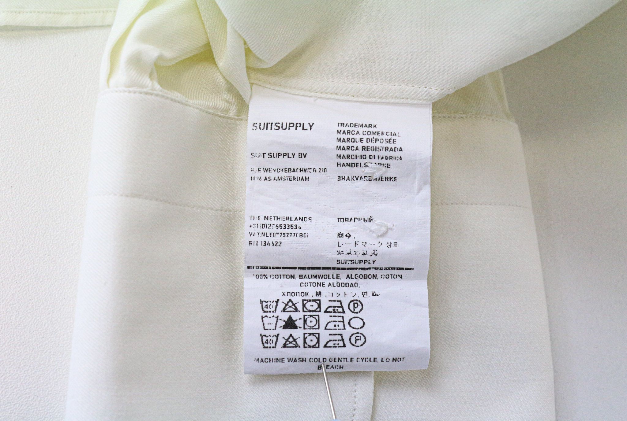 Suitsupply M Slim Off-White Cotton Long Sleeve Shirt 79497 Size US M / EU 48-50 / 2 - 5 Thumbnail