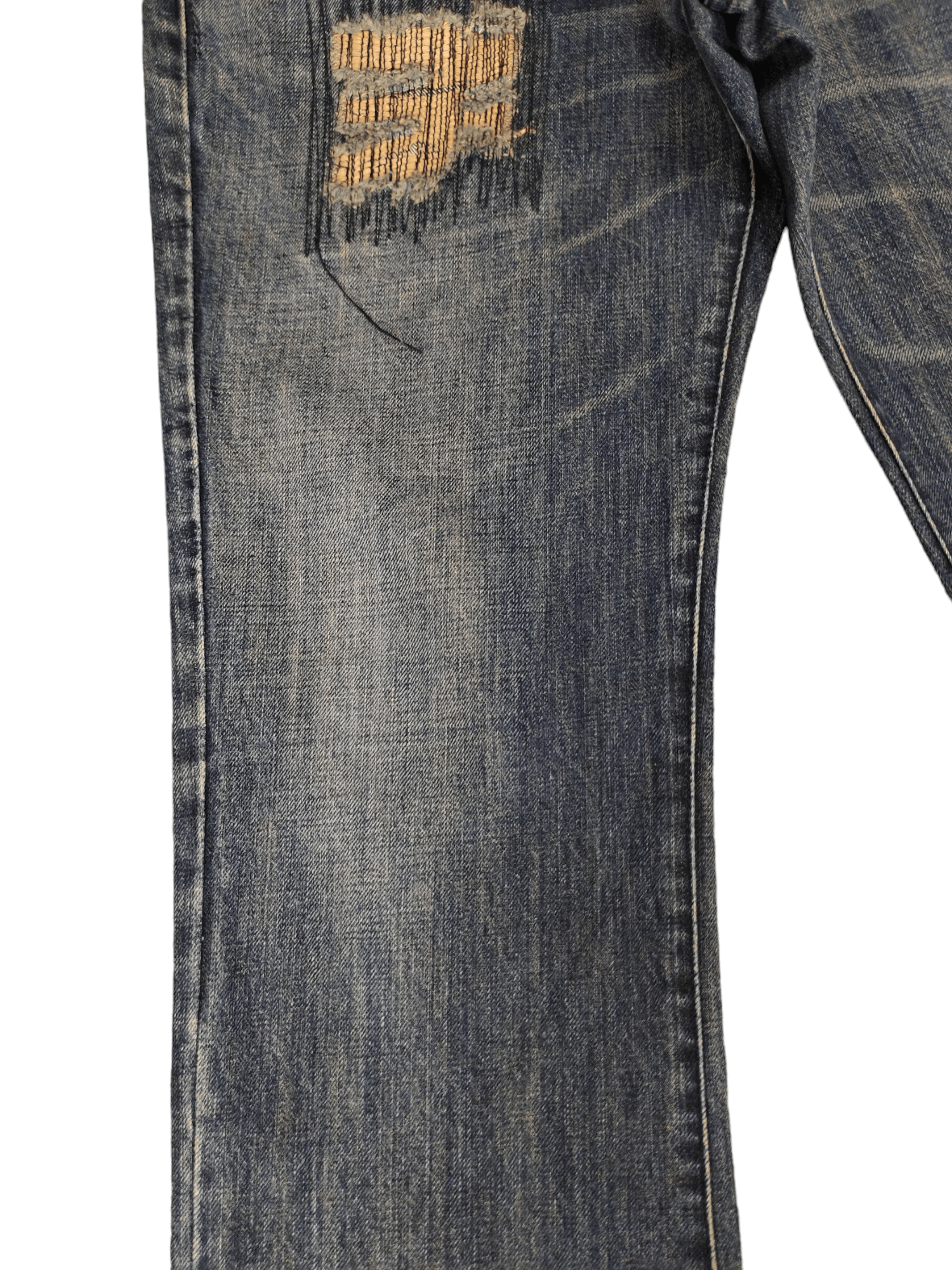 Le Grande Bleu (L.G.B.) Flare Jeans Portrait Japan Sew Distress Denim Bootcut Y2k Size US 33 - 7 Thumbnail