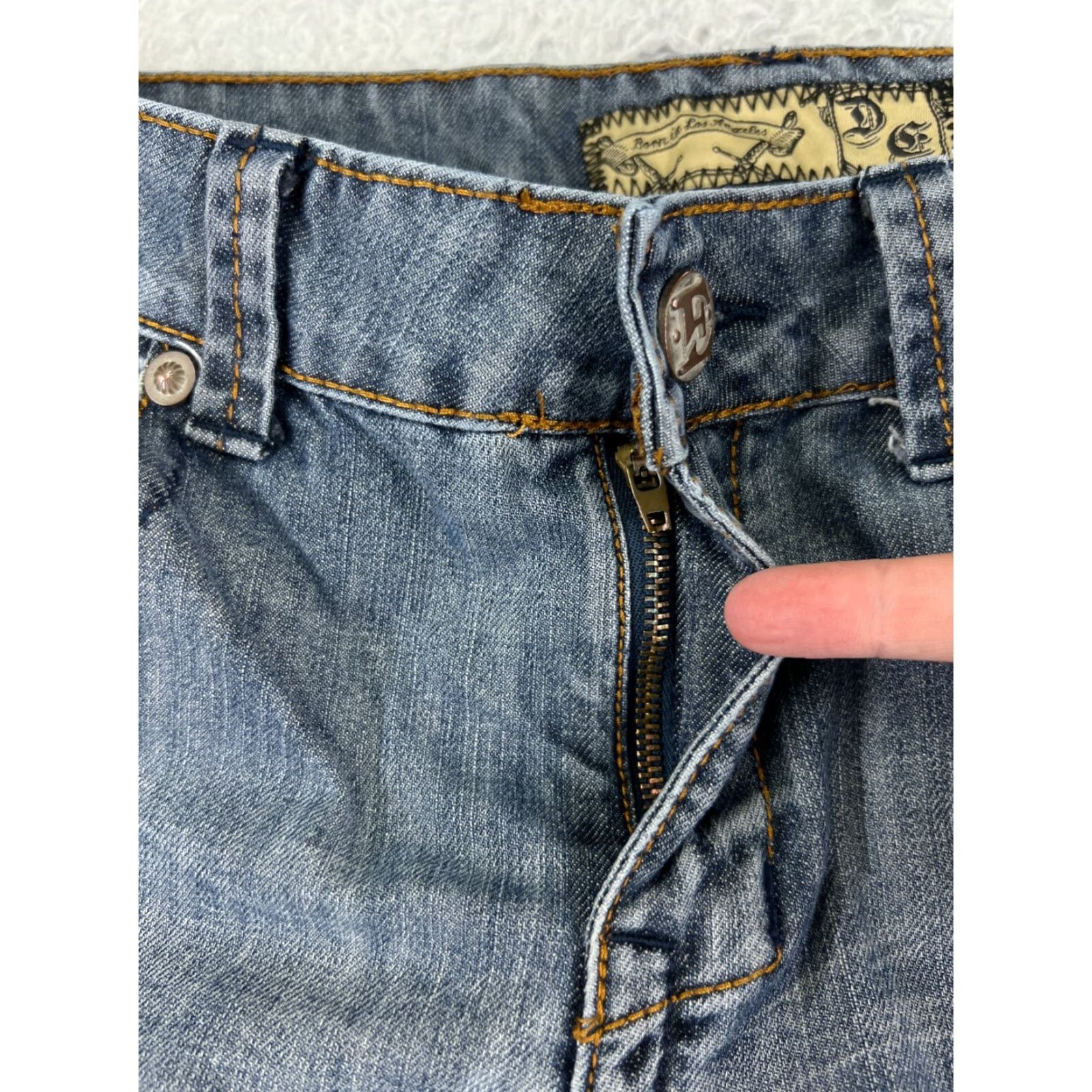Denime Division E Jeans Mens 32 Blue Denim Distressed 100% Cotton LA 32x30 Jeans Size US 32 / EU 48 - 5 Thumbnail