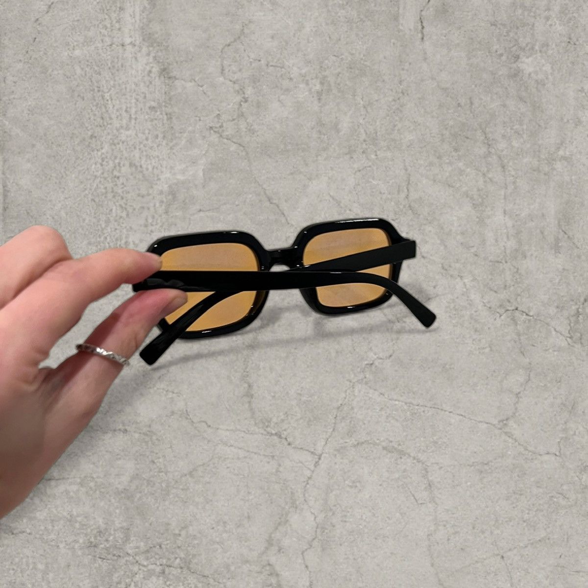 Japanese Brand UV400 square sunglasses in black with pink lens. One size. Size ONE SIZE - 4 Thumbnail