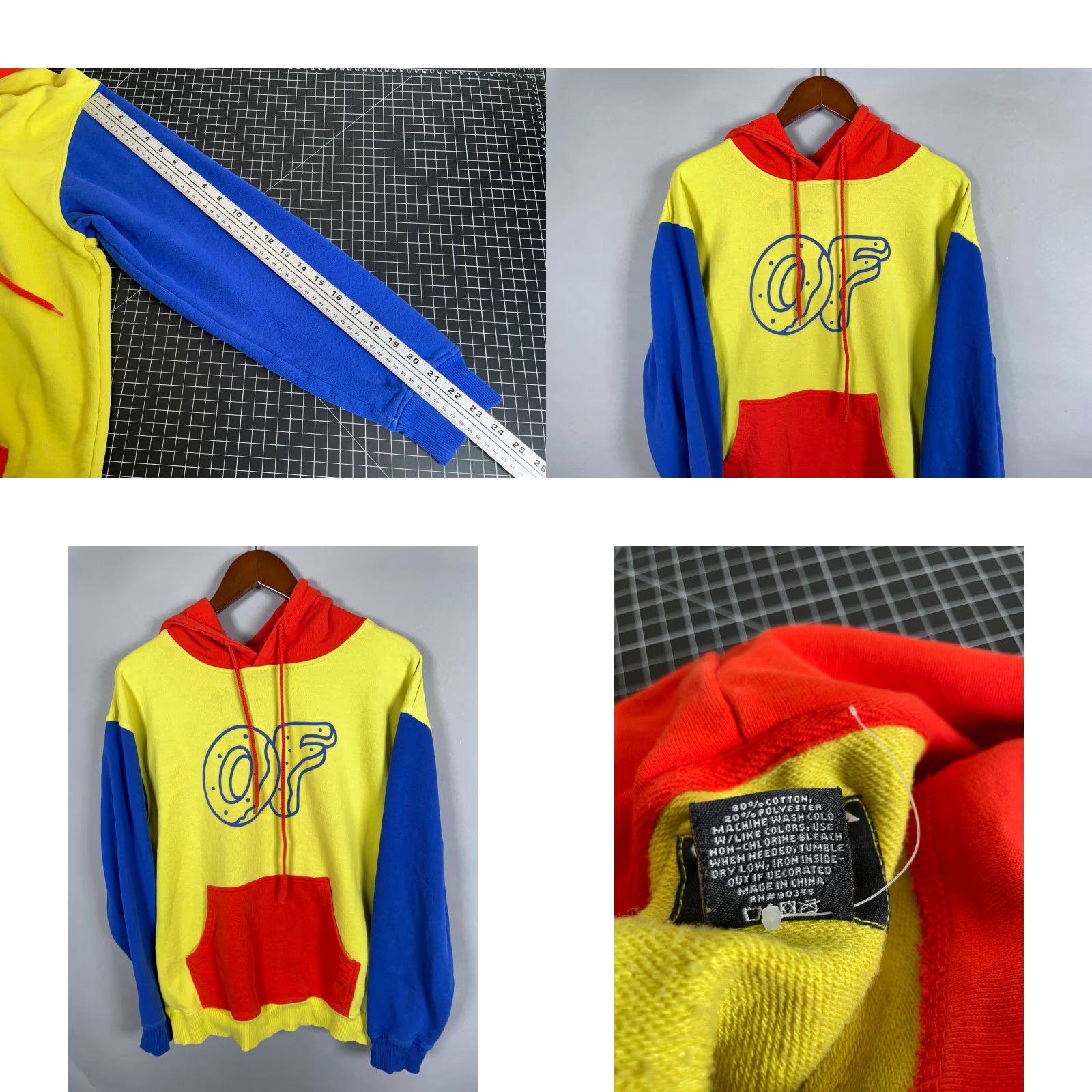 Odd Future Odd Future Hoodie Adult Large Yellow Blue Colorblock Sweatshirt Tyler Creator Size US L / EU 52-54 / 3 - 8 Thumbnail