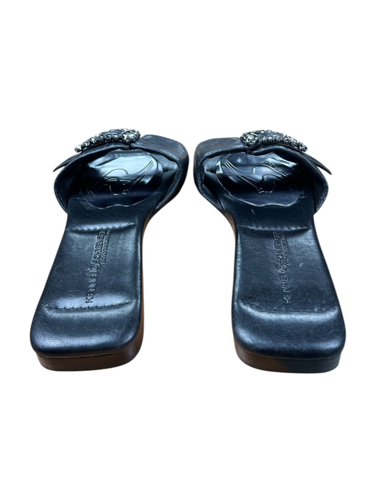 Other Kennel & Schmenger Black Leather Crystal Buckle Mules Size US 10 / IT 40 - 4 Thumbnail
