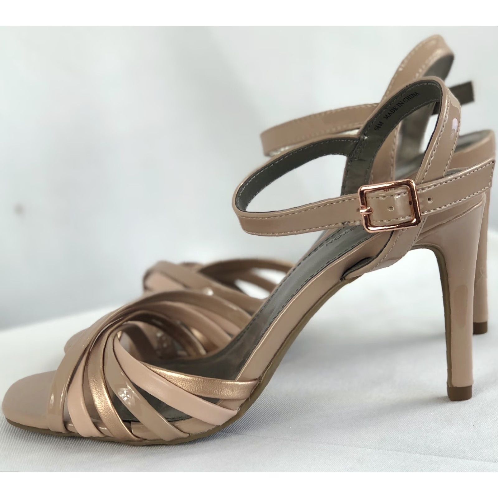 Worthington Worthington Boomer High Heel Strappy Sandal 6.5 Taupe copper 3.5" Heel Open Toe Strappy Leather Womens Vintage No Size US 7 / IT 37 - 4 Thumbnail