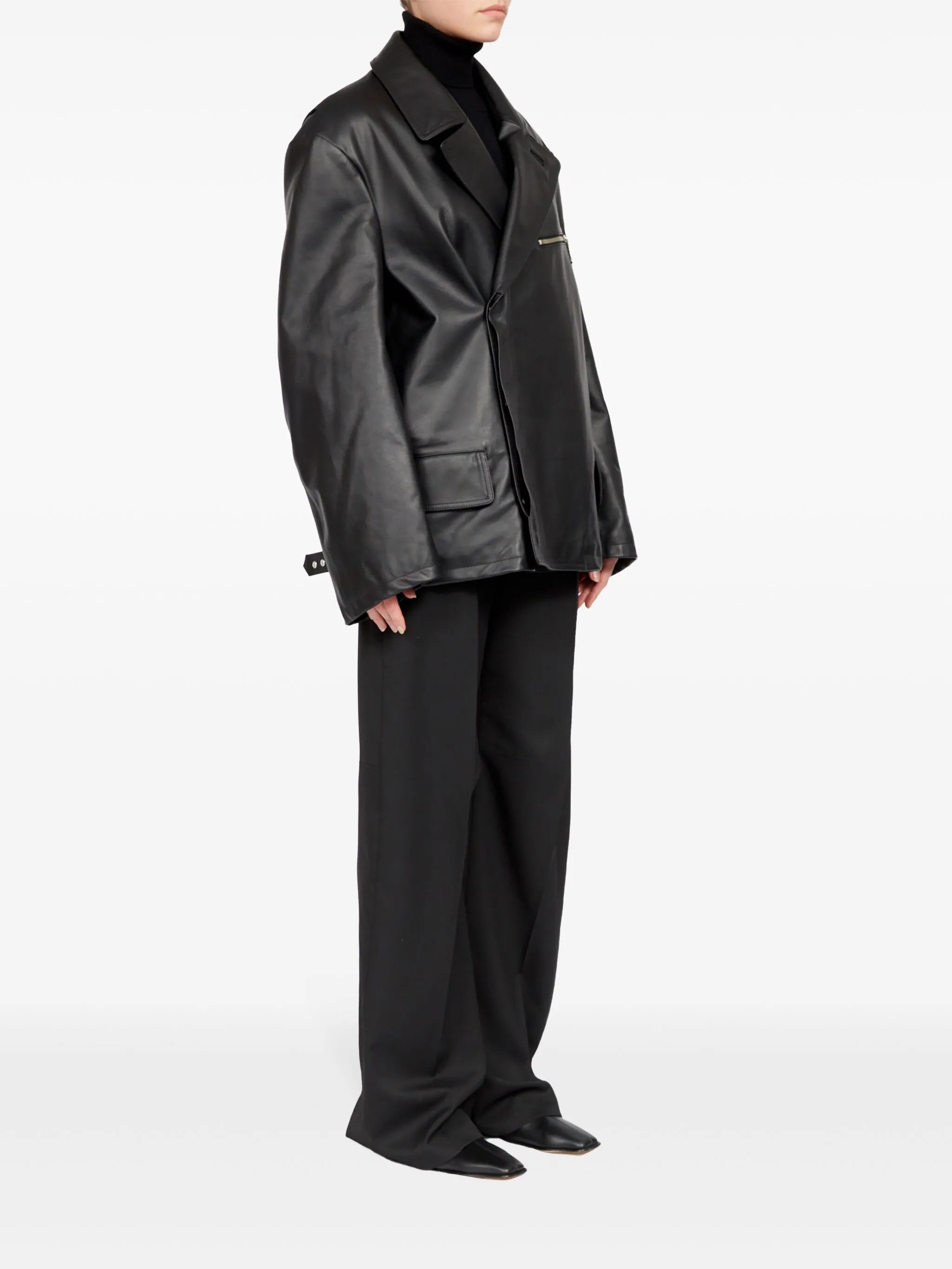 Maison Margiela oc11z0925 Zip-detailing Leather Jacket in Black Size S / US 4 / IT 40 - 3 Thumbnail
