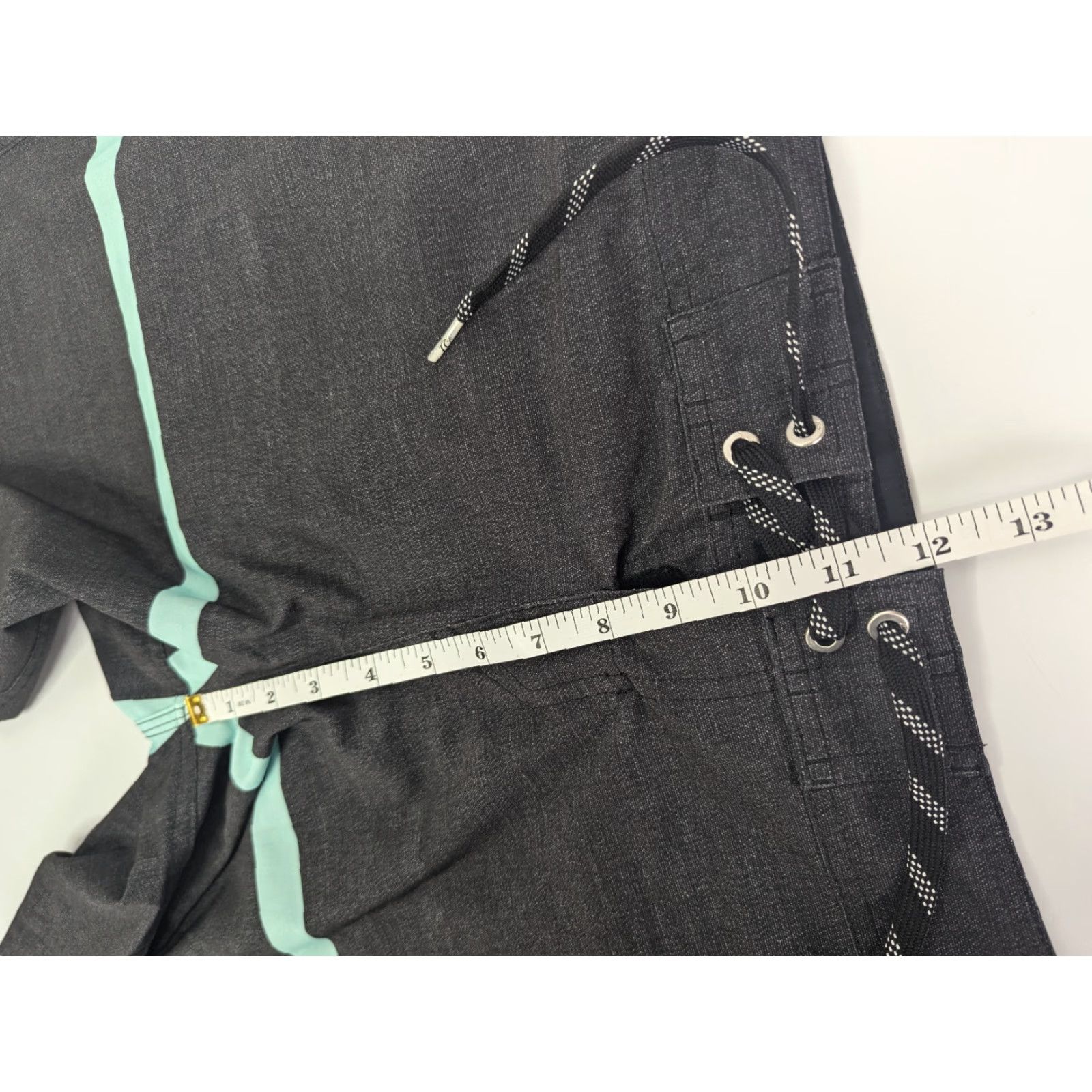 Quiksilver Quiksilver Board Shorts Mens 34 Grey Teal Stripe Swim Trunks Zip Pocket Surfer Size US 34 / EU 50 - 4 Thumbnail