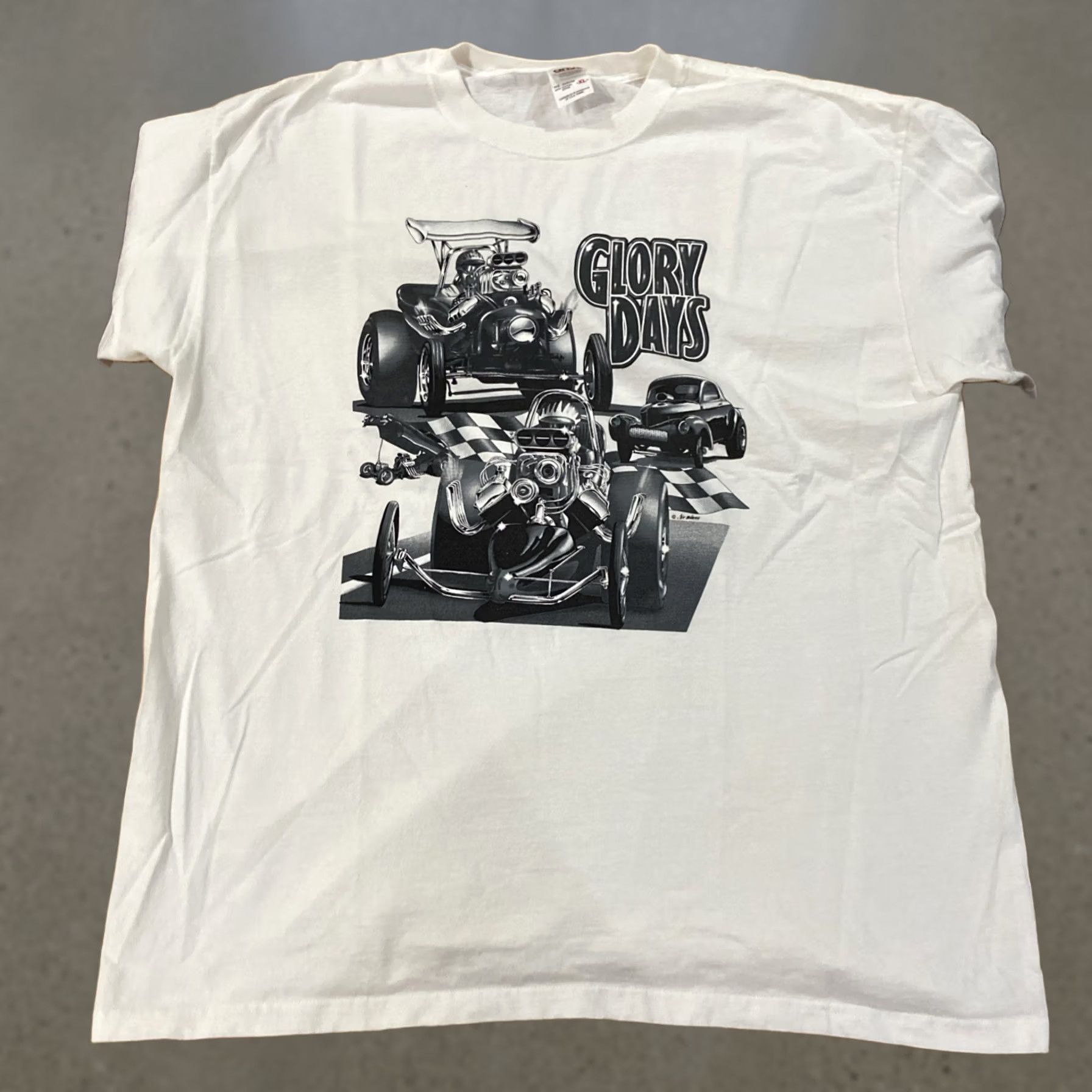 Anvil VINTAGE Glory Days Drag Racing Car Tee White T-Shirt Short Sleeve XL Men Graphic Print Tee Cars Jeans? Size US XL / EU 56 / 4 - 1 Thumbnail