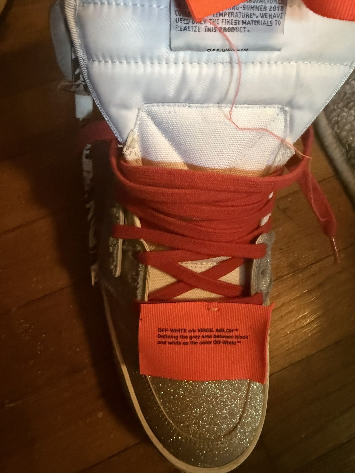 Off-White Off white hi top glitter sneakers Size US 12 / EU 45 - 21 Thumbnail