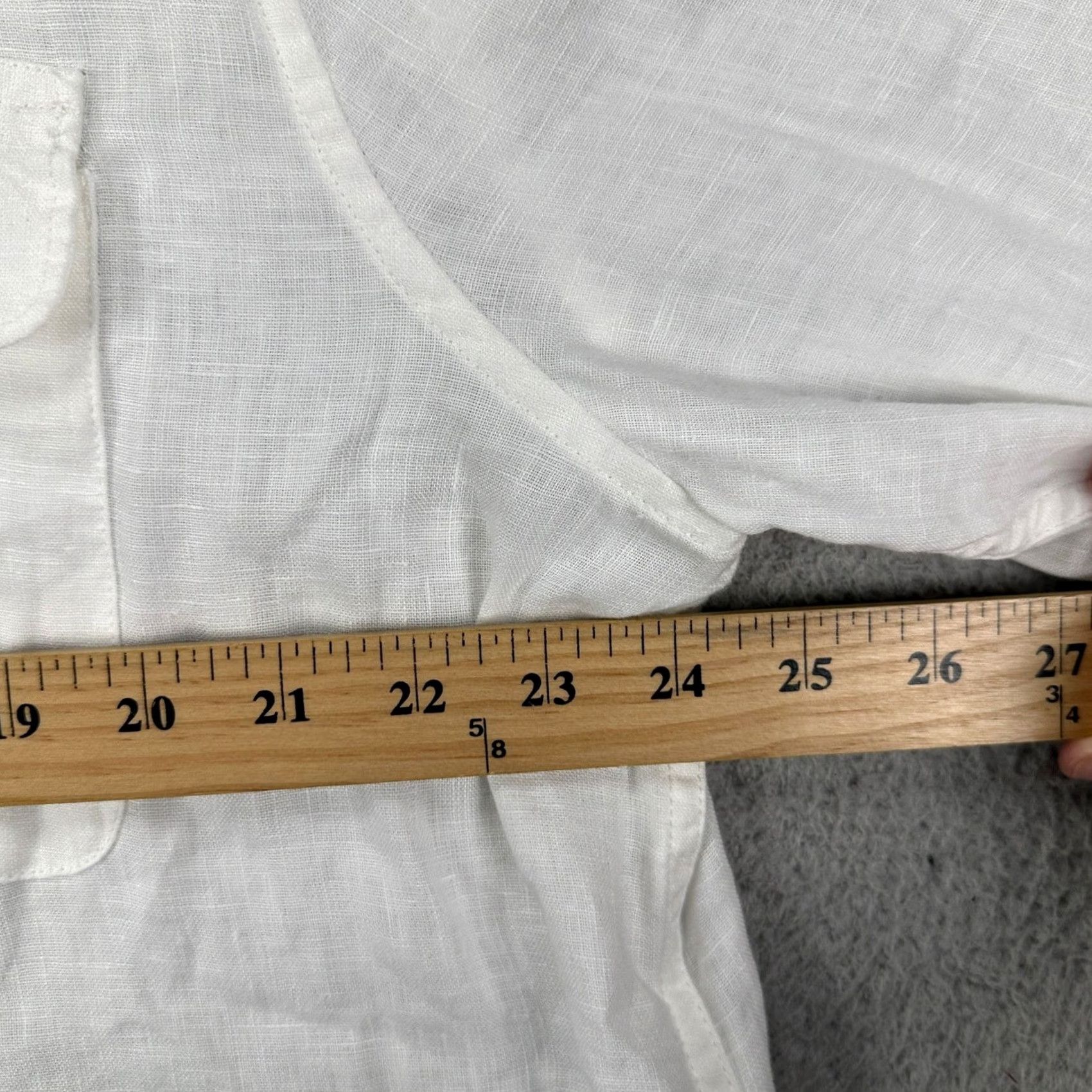 Lucky Brand Lucky Brand Linen Shirt Button Up Mens XL White Classic Fit Pockets Casual Flap Pocket Solid Breathable Easy Care Long Sleeve Collar-Up Shirt Size US XL / EU 56 / 4 - 6 Thumbnail
