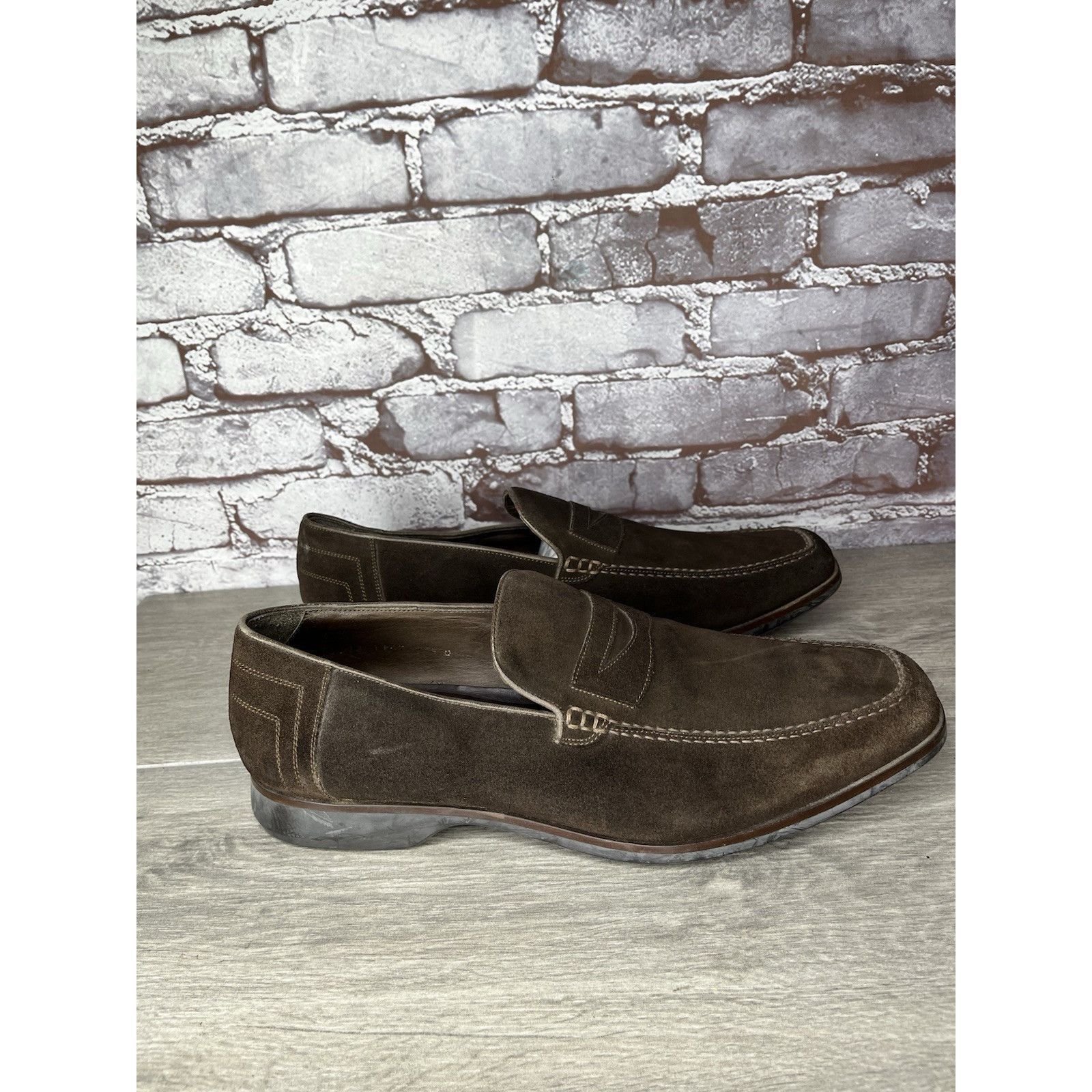 Bruno Magli Bruno Magli Brown Suede Leather Loafers Slip On Dress Shoes Size US 11.5 / EU 44-45 - 23 Thumbnail