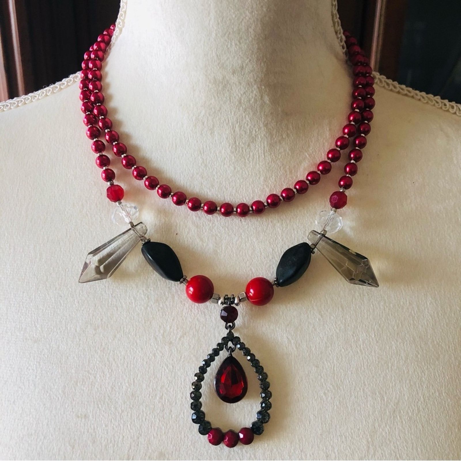 Handmade Handcrafted repurpose chalcedony Pearl necklace Size ONE SIZE - 2 Thumbnail