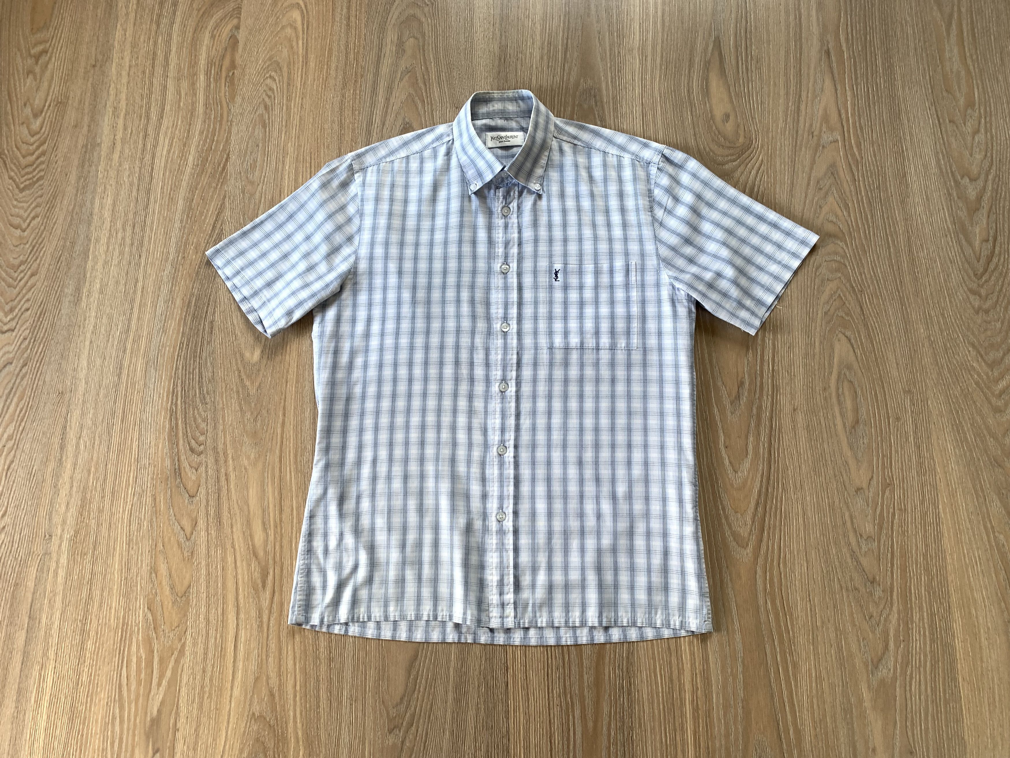 Vintage × Yves Saint Laurent Vintage Yves Saint Laurent Plaid Short Sleeve Shirt Size US M / EU 48-50 / 2 - 1 Thumbnail