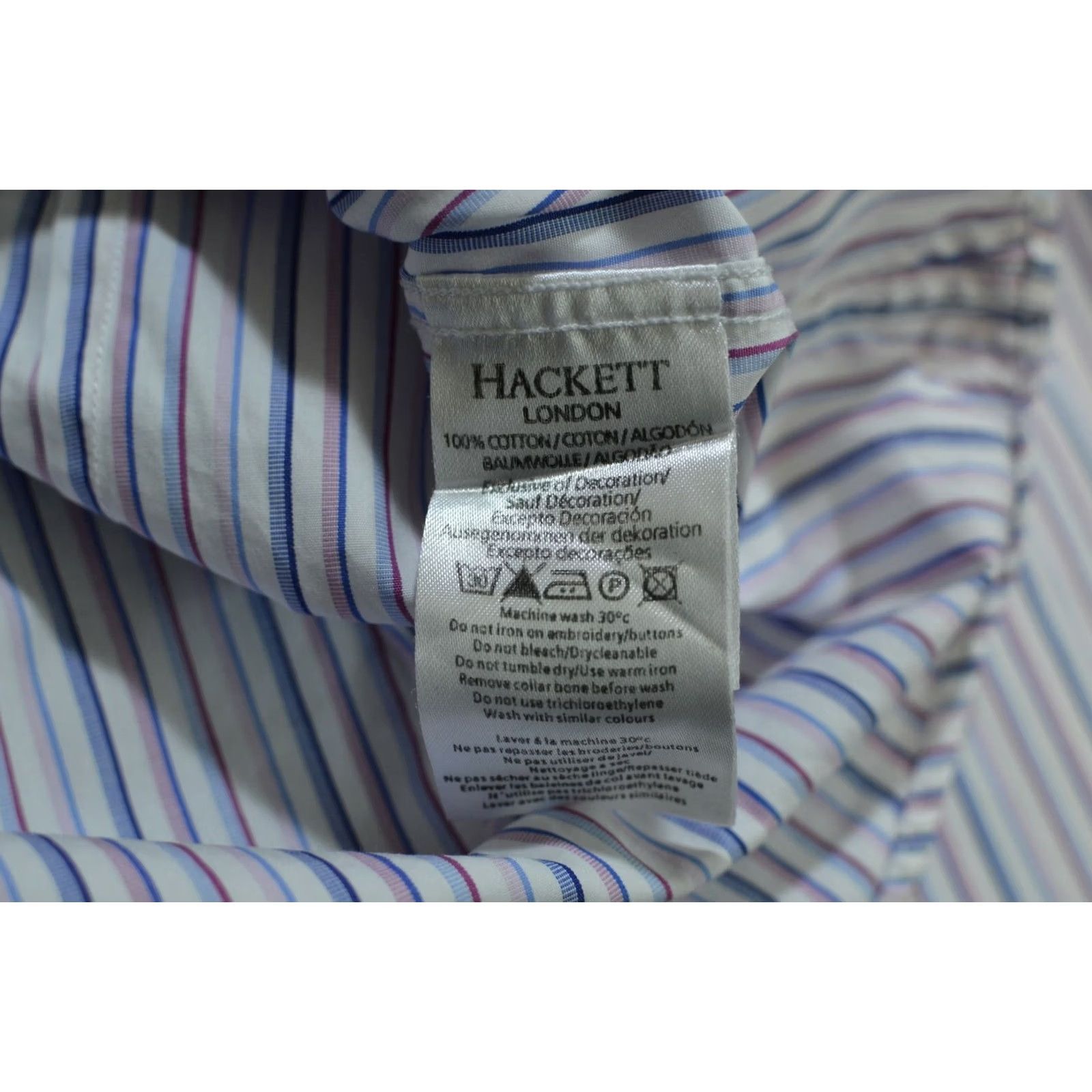 Hackett Hackett London Shirt Men 14.5 Pastel Stripe 100's 2 Ply Cotton HM300651 Multicolor Dress Shirt Size US M / EU 48-50 / 2 - 6 Thumbnail