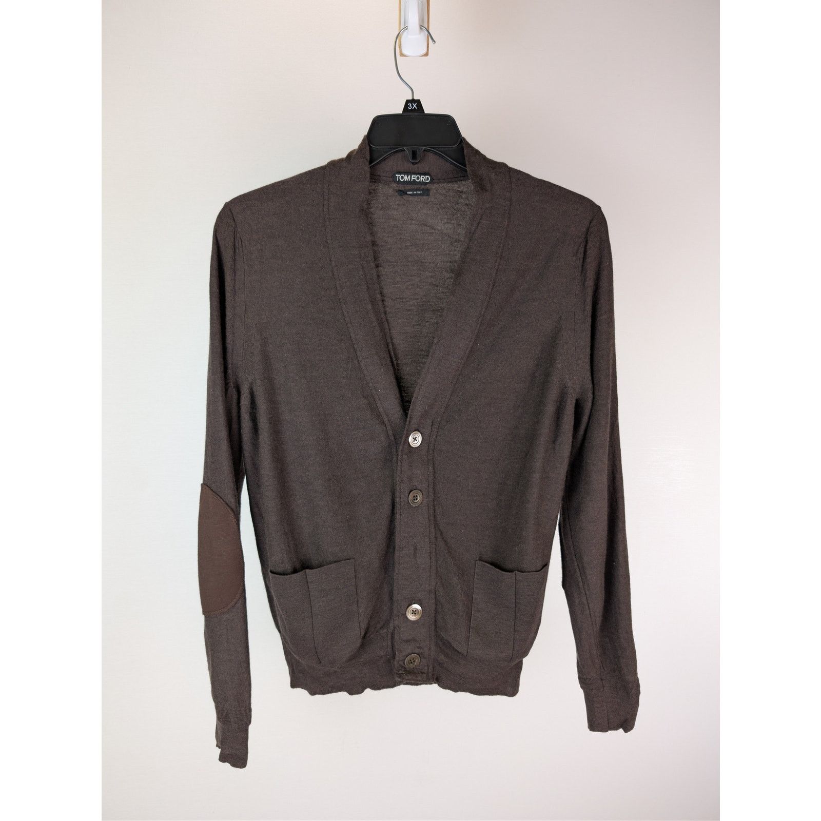 Tom Ford o1rshd1 CC20 V-Neck Cardigan is a dark brown Size US M / EU 48-50 / 2 - 1 Thumbnail