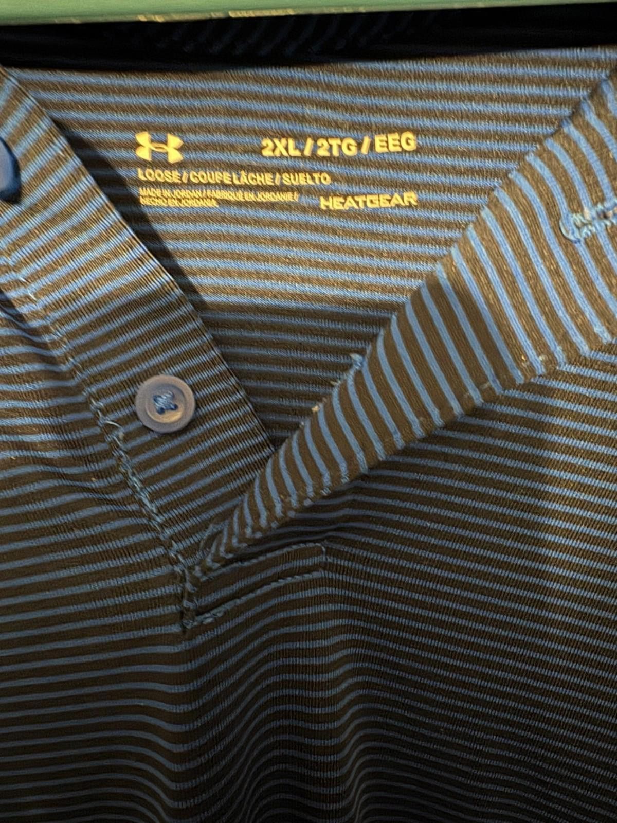 Under Armour Under Armour Golf Polo Shirt Blue Striped Men's Size XXL Size ONE SIZE - 3 Thumbnail