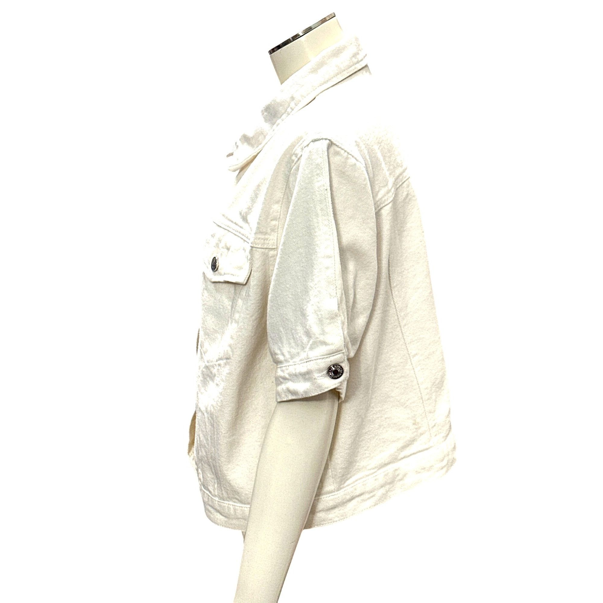Other CCC Hengsheng White Denim Crop Top Jacket Cotton Polyester Size XL / US 12-14 / IT 48-50 - 2 Thumbnail