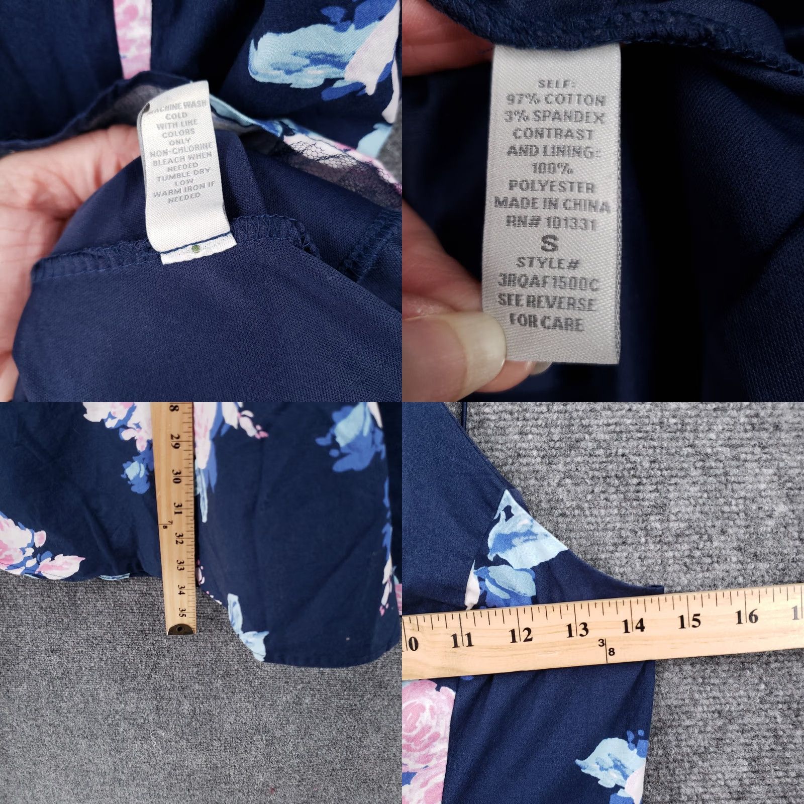 Vintage Charlotte Russe Dress Womens S Small Blue A-Line Floral Sleeveless Cotton Short Size 28" / US 6 / IT 42 - 8 Thumbnail