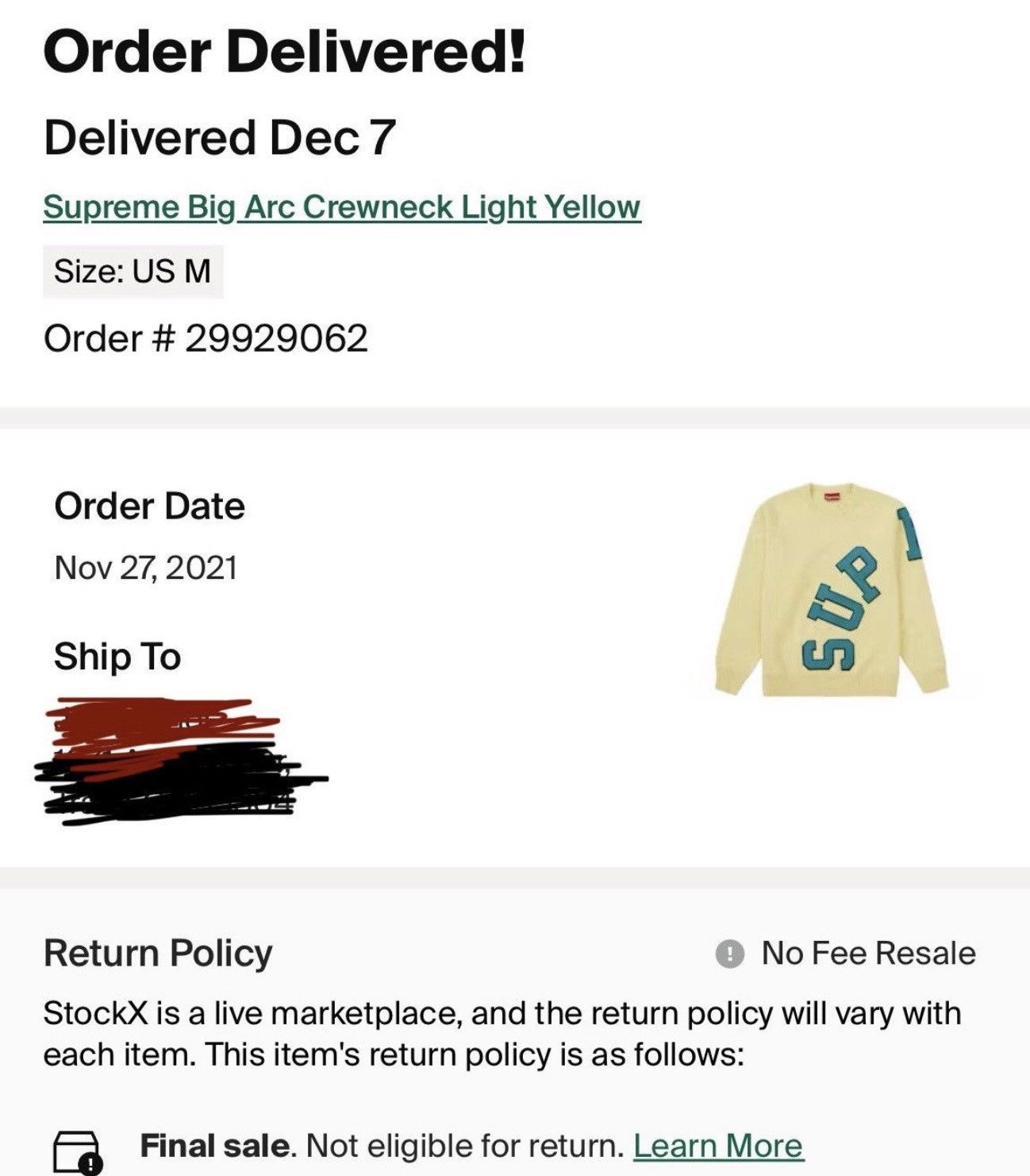Supreme YELLOW SUPREME BIG ARC CREWNECK Size US M / EU 48-50 / 2 - 6 Thumbnail