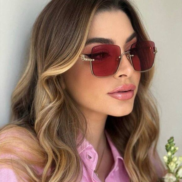 Gucci Gucci GG1279S 003 Sunglasses Gold Square Frame, Cyclamen Size ONE SIZE - 4 Thumbnail