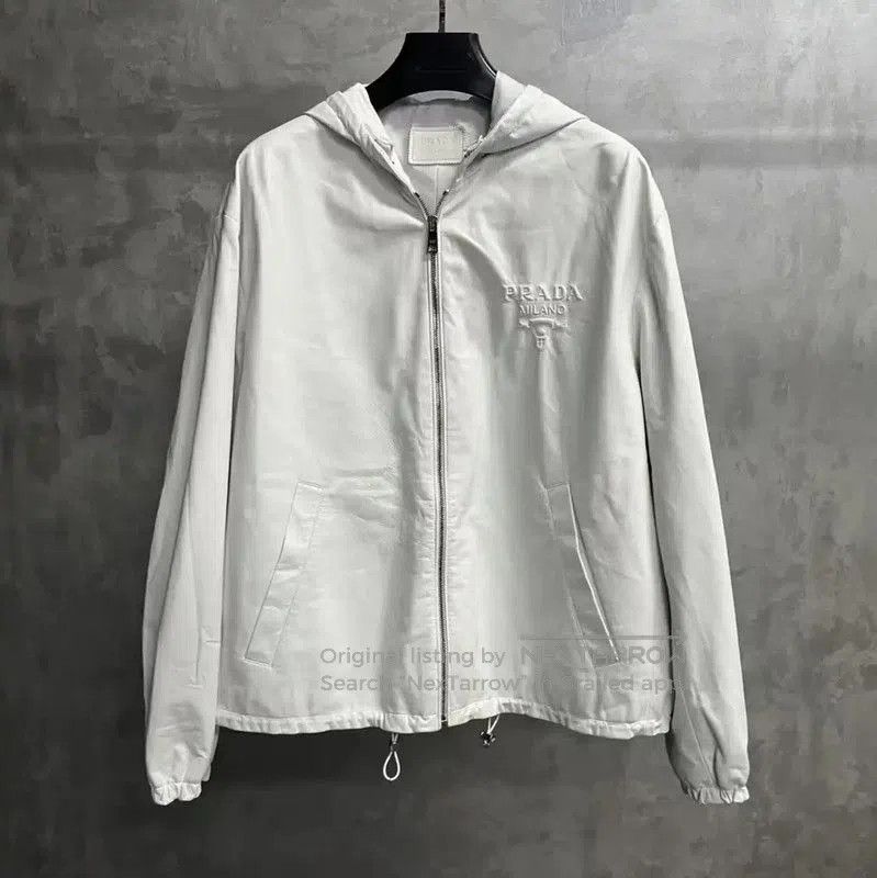Prada White Cotton Men's Jacket L Size.