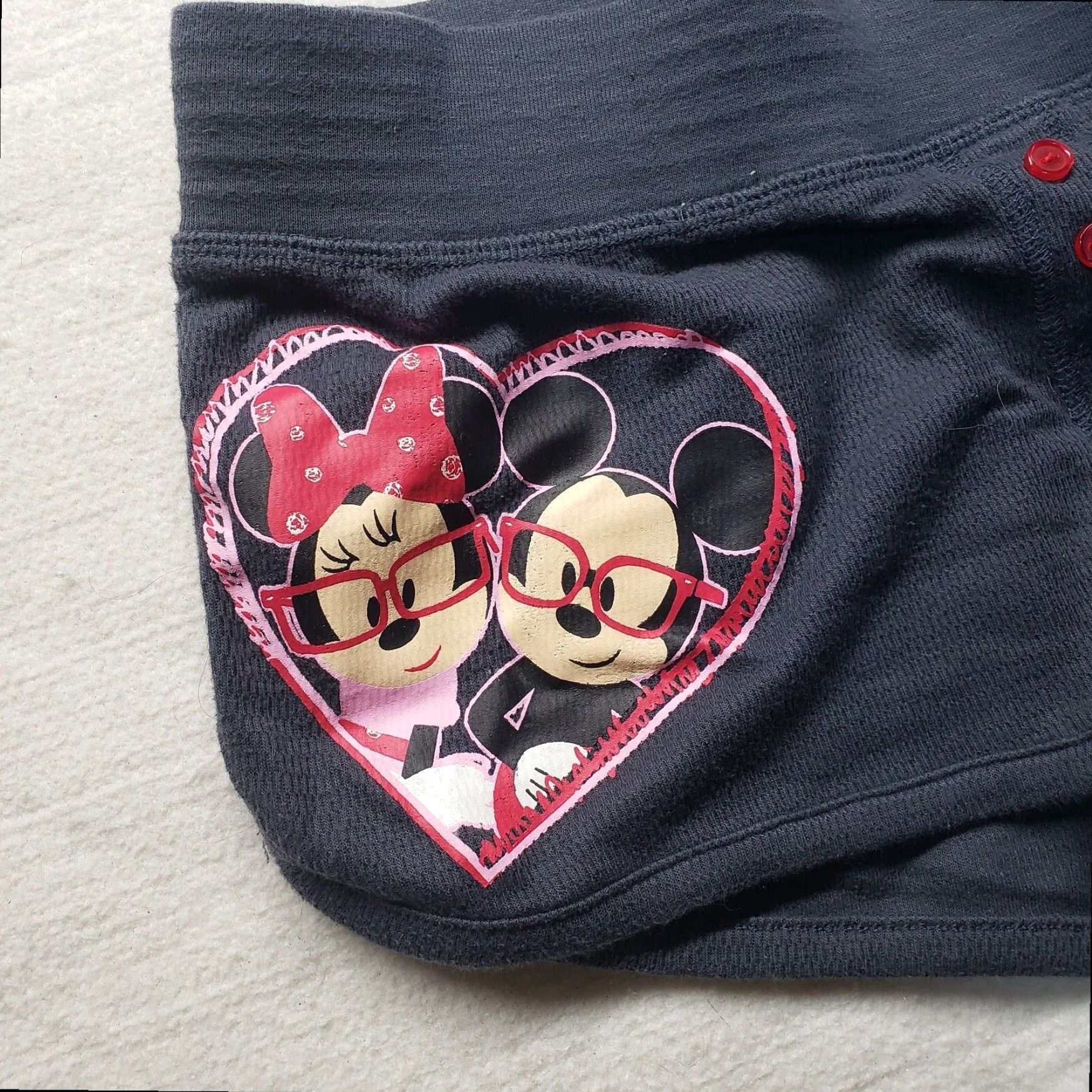 Disney Disney Minnie Mickey Mouse Heart Love Black Fleece Sweat Shorts Adult Women Medium Size 32" / US 10 / IT 46 - 2 Thumbnail