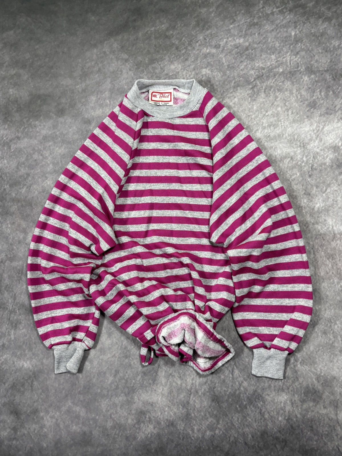 Vintage 1980s Vintage Sweatshirt Striped Crewneck Drawstring Crop 80 Size S / US 4 / IT 40 - 1 Thumbnail
